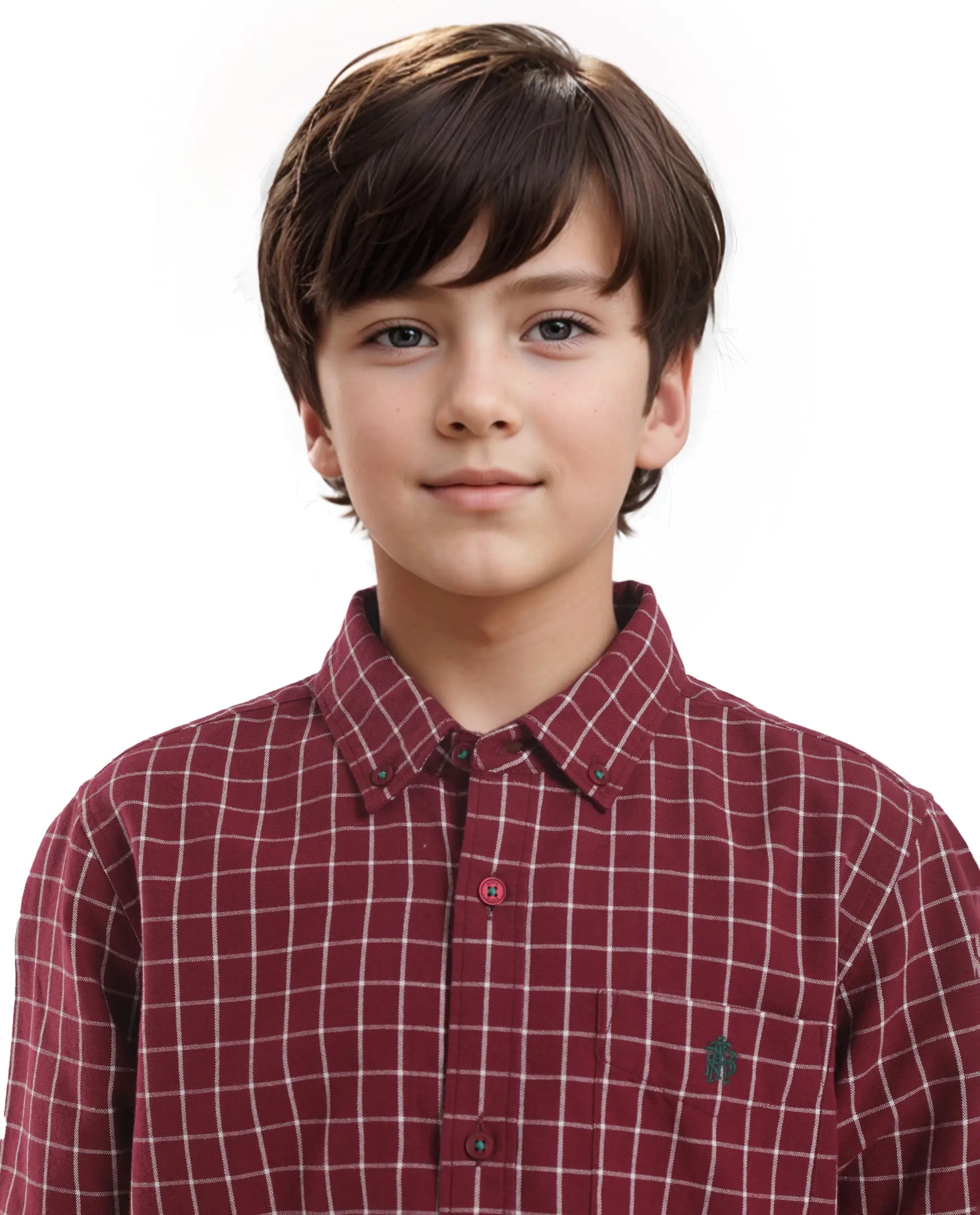 Rare Ones Kids Crew Red Cotton Full Sleeves Button Down Collar Regular Fit Checked Shirt