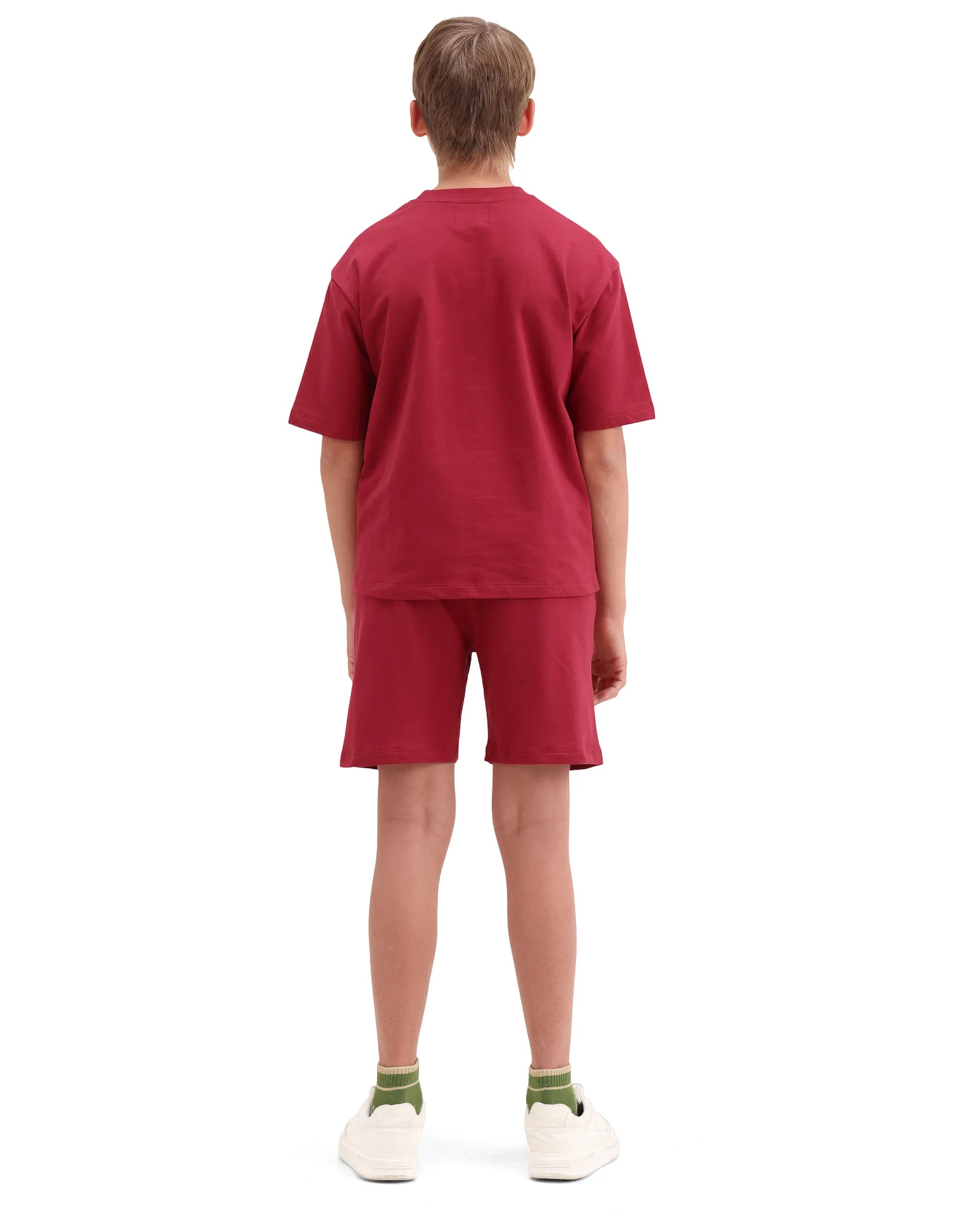 Rare Ones Kids Cubi-B Red Cotton Fabric Drawstring Closure Digital Print Regular Fit Shorts
