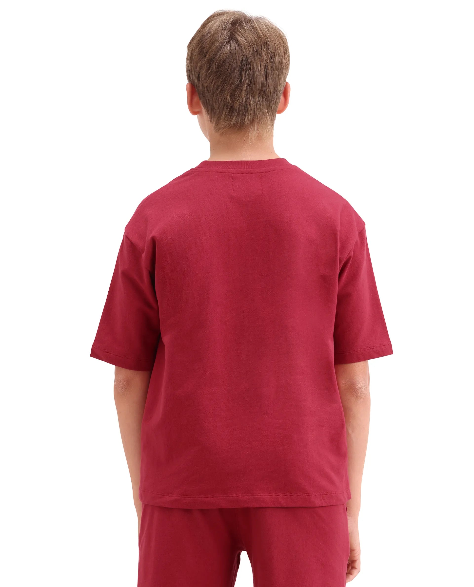 Rare Ones Kids Cubi Red Cotton Pull-On Closure Digital Print Oversized Fit T-Shirt