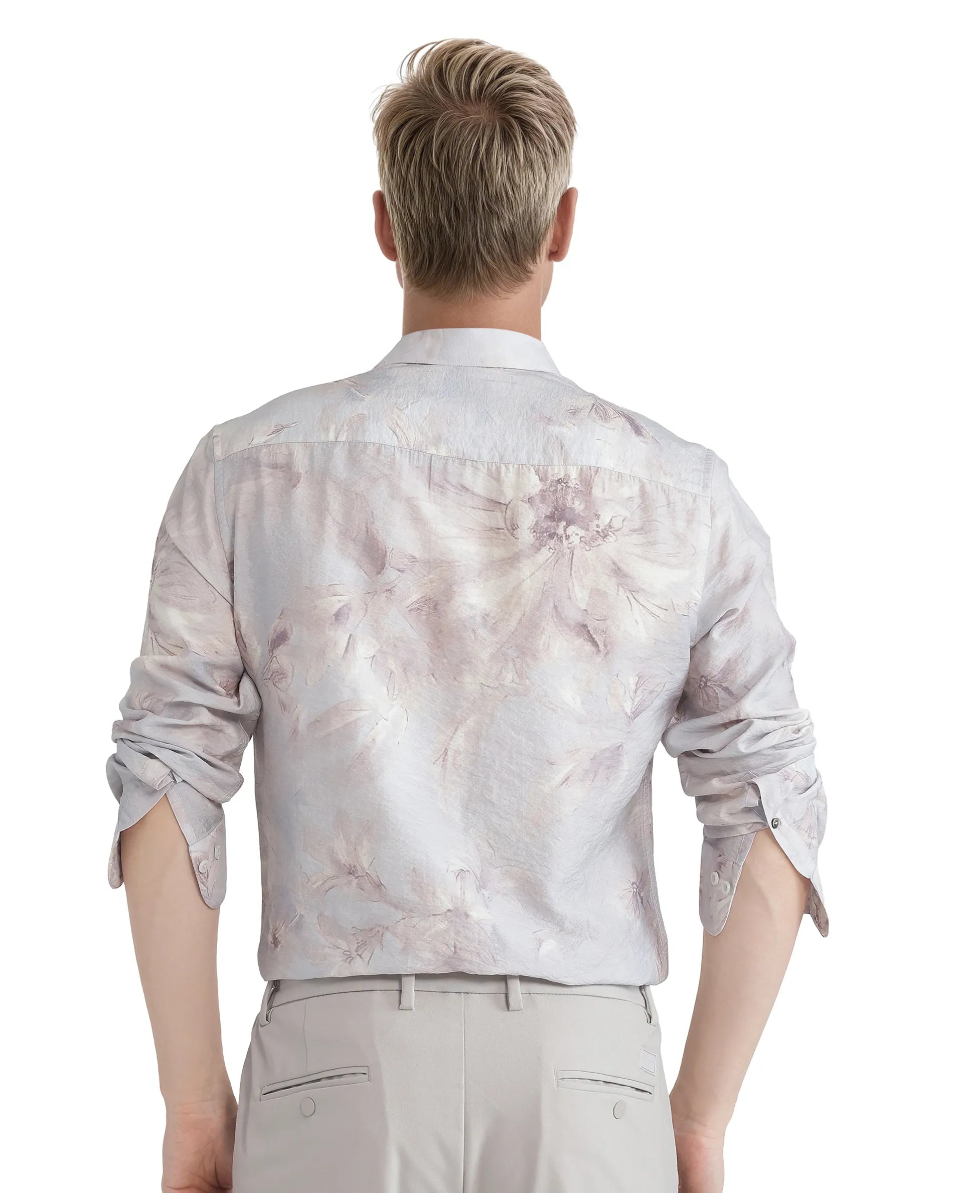 Rare Rabbit Men Curas Pastel Blue Viscose Nylon Fabric Full Sleeve Regular Collared Button Closure Relaxed Fit Floral Print Shirt