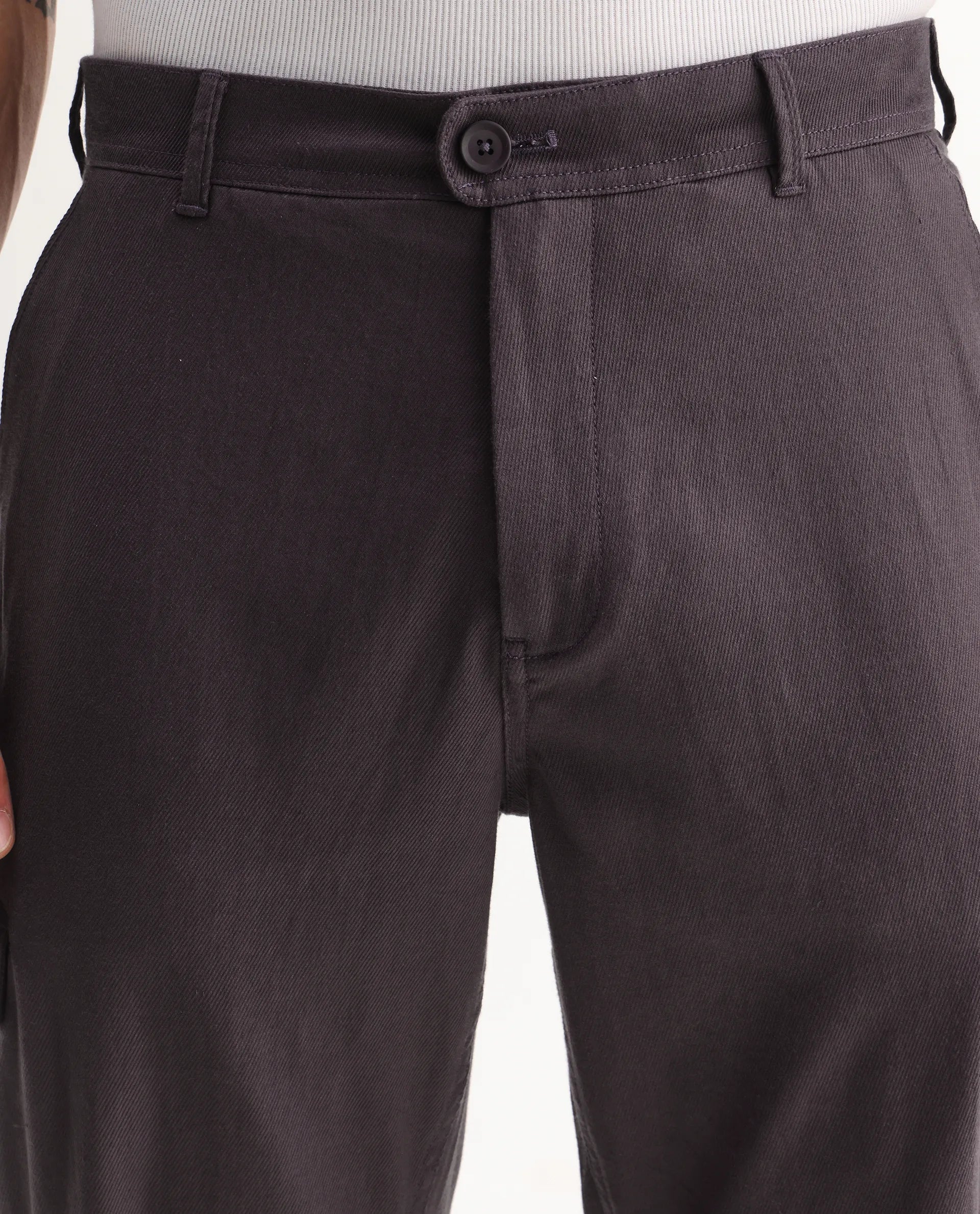 Rare Rabbit Men's Curex-1 Dusky Purple Cotton Blend Plain Regular Fit Trouser