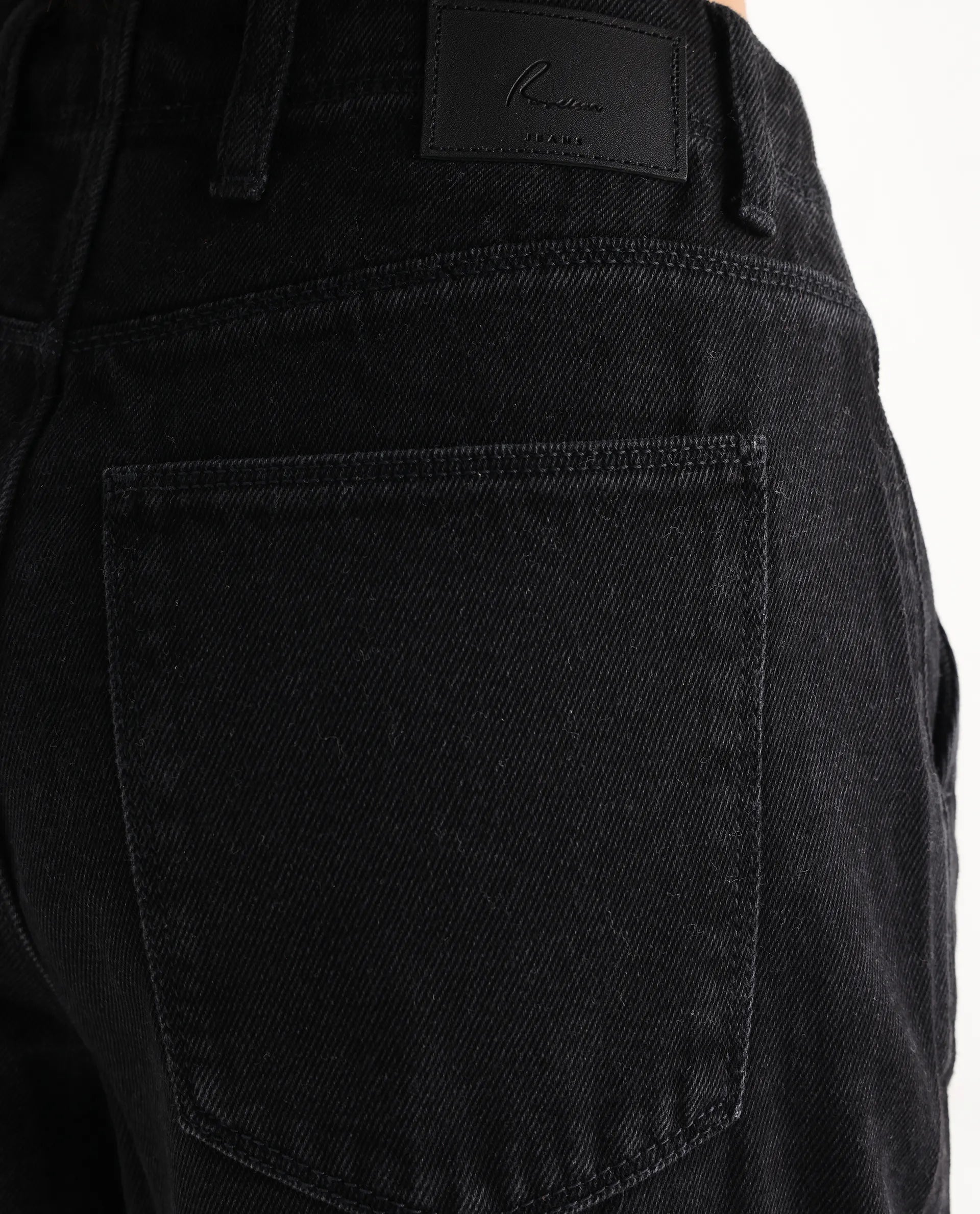 Rareism Women's Cyar Black Cotton Blend Plain Ankle Length Cargo Jeans