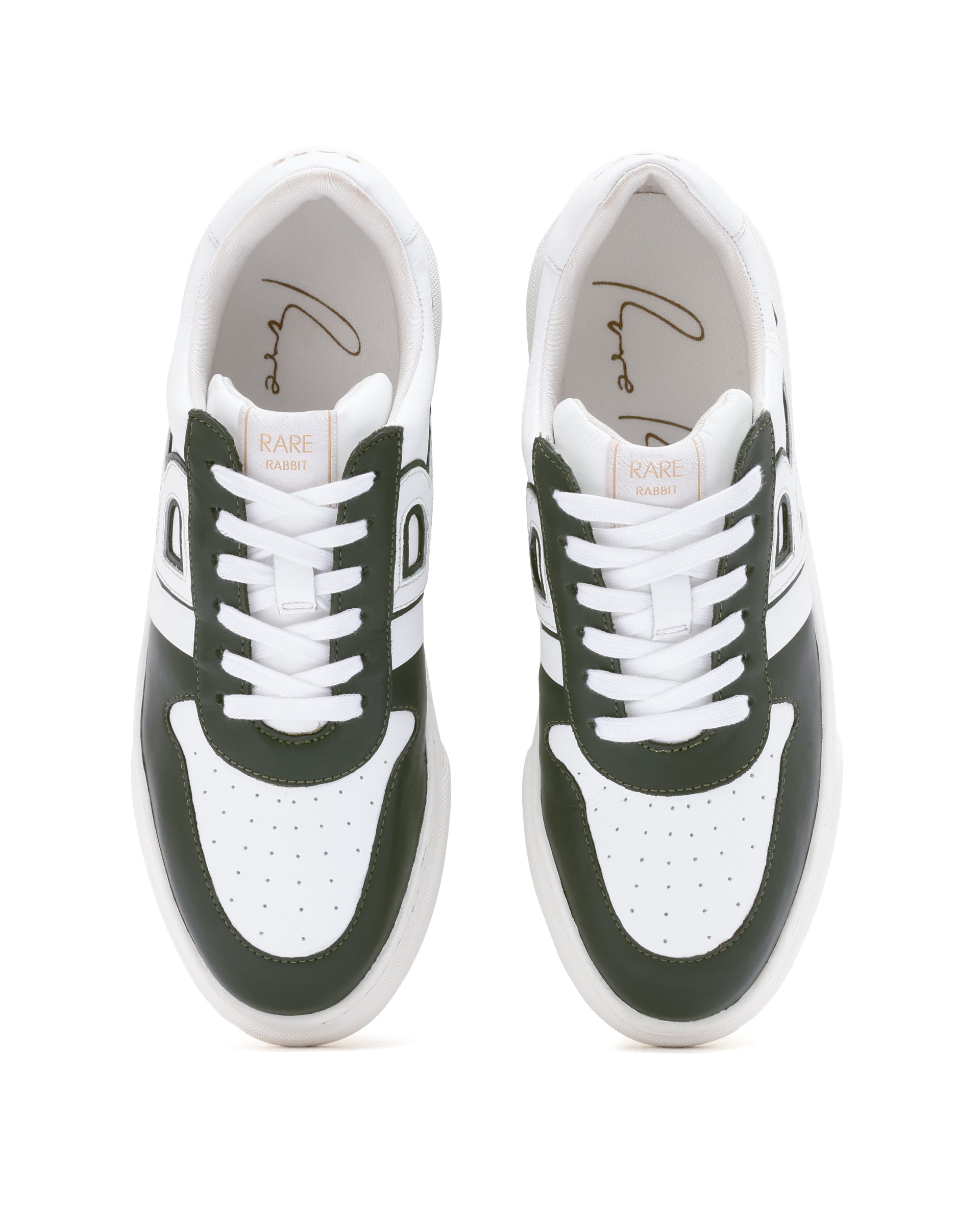 Rare Rabbit Mens Cygnus Pro Green Genuine Leather Dual Tone Low-Top Lace-Up Sneaker Shoe