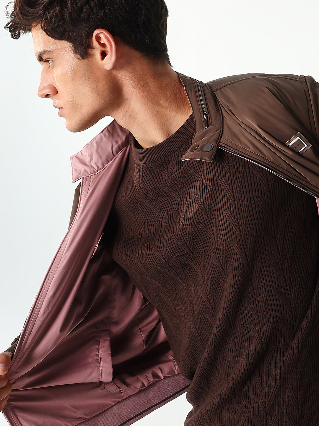 Rare Rabbit Men's Royban-2 Green Polyester Plain Regular Fit Full Sleeve High Neck Jacket