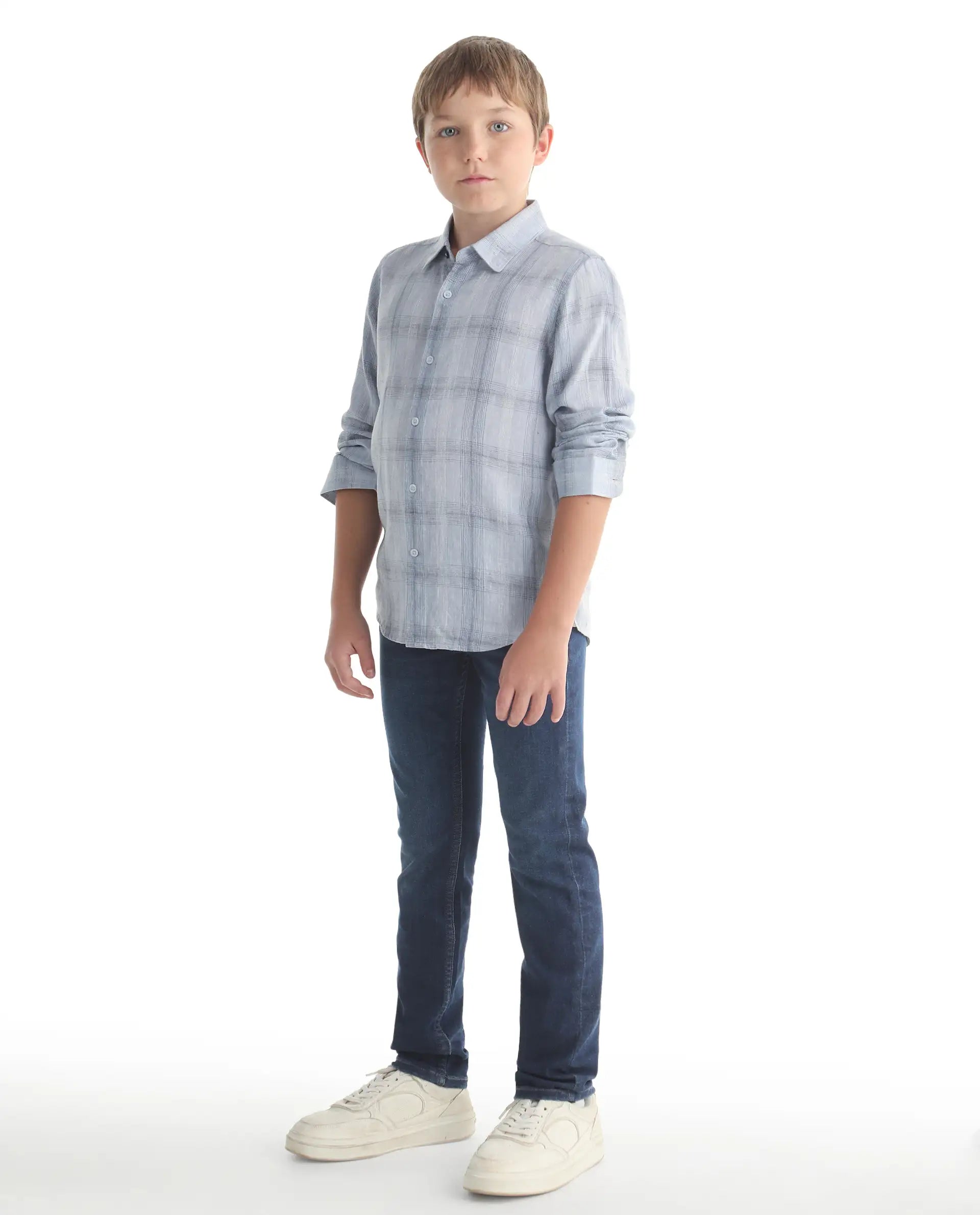 Rare Ones Kids Daito-1 Dark Blue Cotton Blend Shank Button Closure Slim Fit Jeans