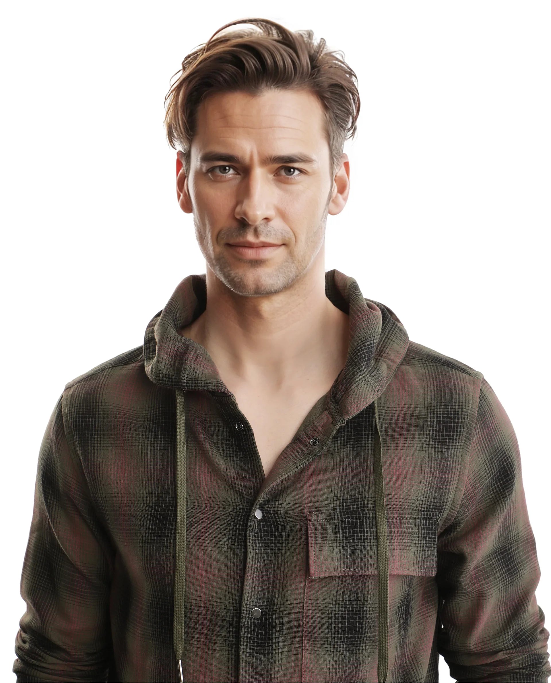 Rare Rabbit Men's Dartmouth Dusky Olive Cotton Fabric Full Sleeve Collared Neck Oversized Fit Checks Shirt