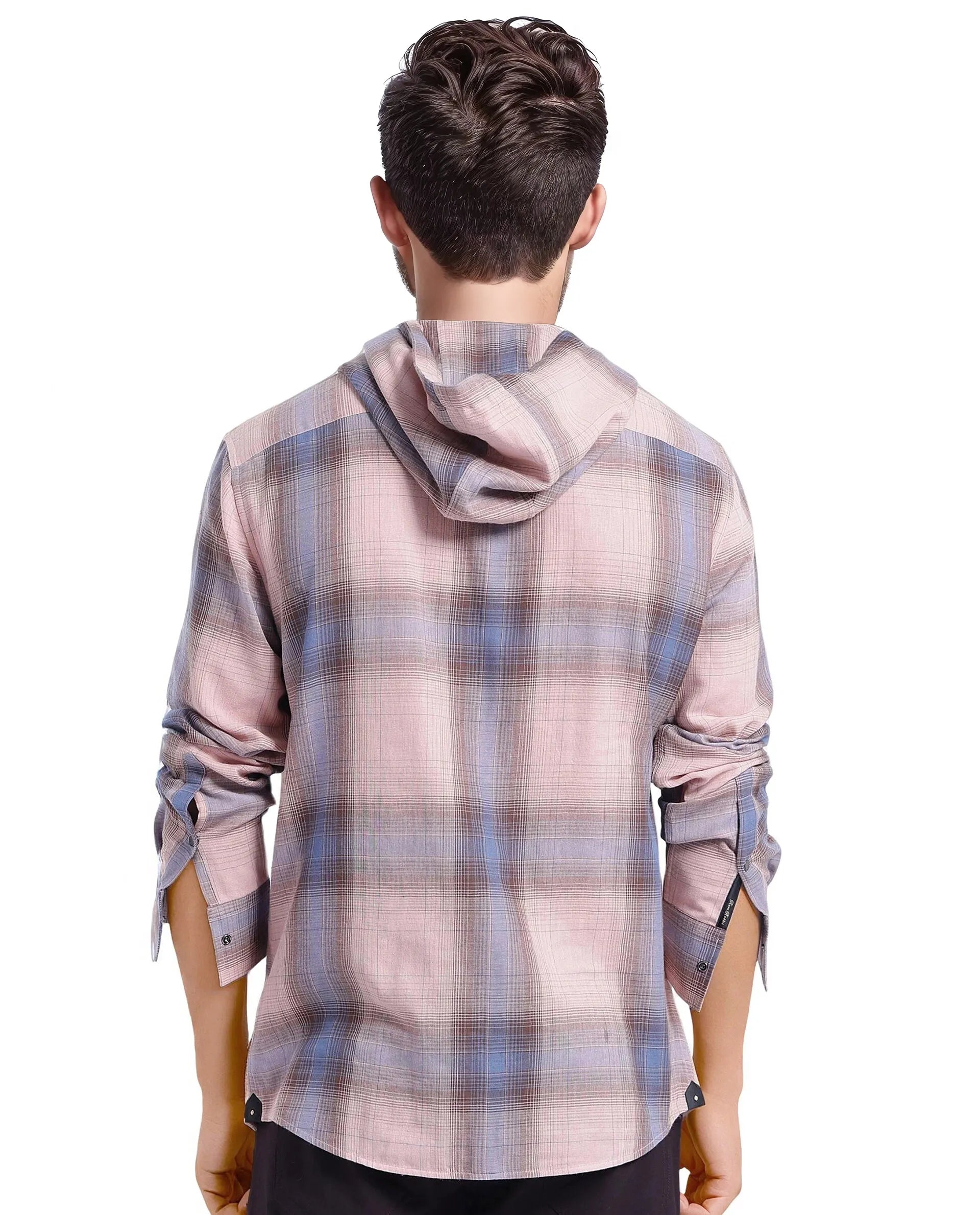 Rare Rabbit Men's Dartmouth Dusky Pink Cotton Fabric Full Sleeve Collared Neck Oversized Fit Checks Shirt