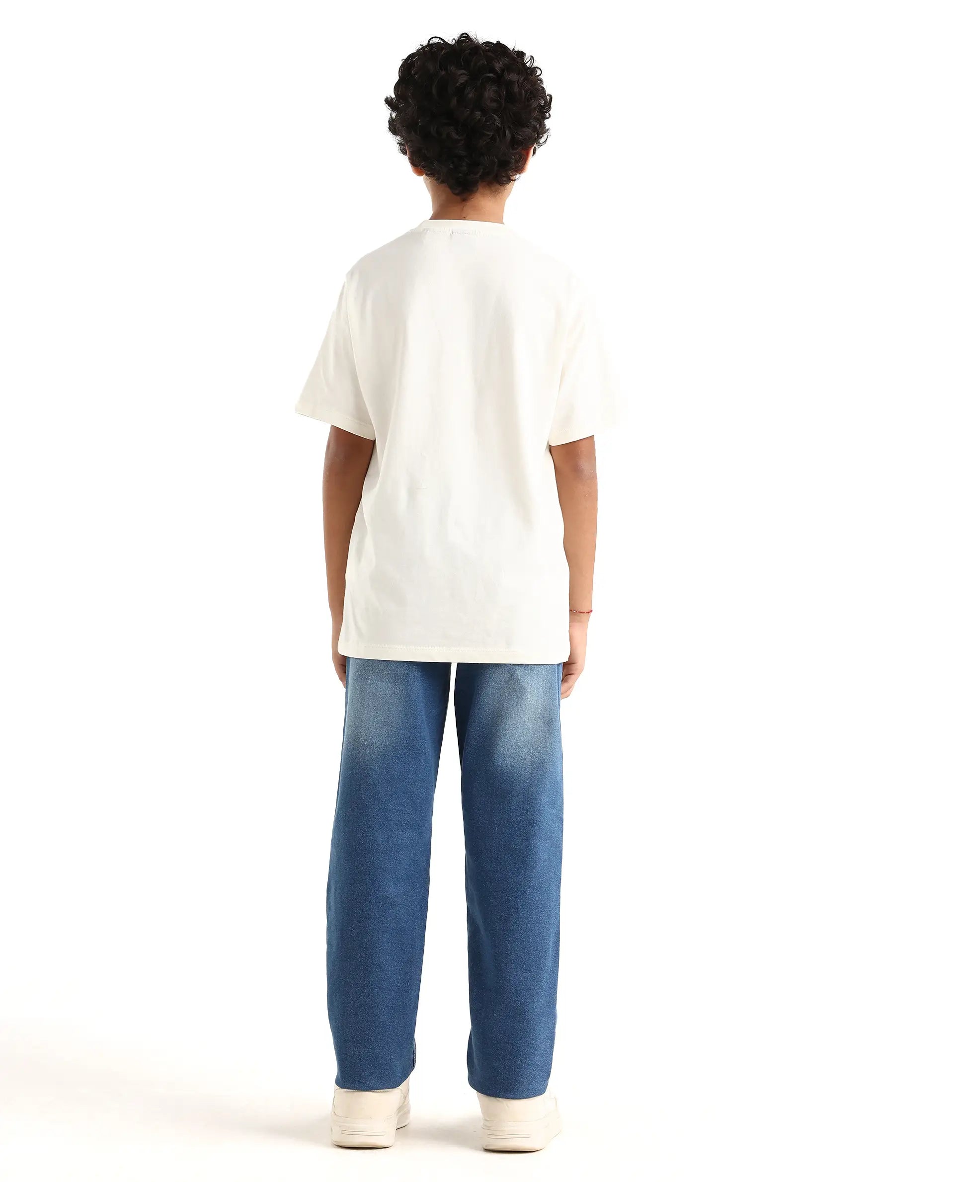 Rare Ones Kids Daw Dark Blue Cotton Blend Button And Zipper Closure Plain Regular Fit Jeans
