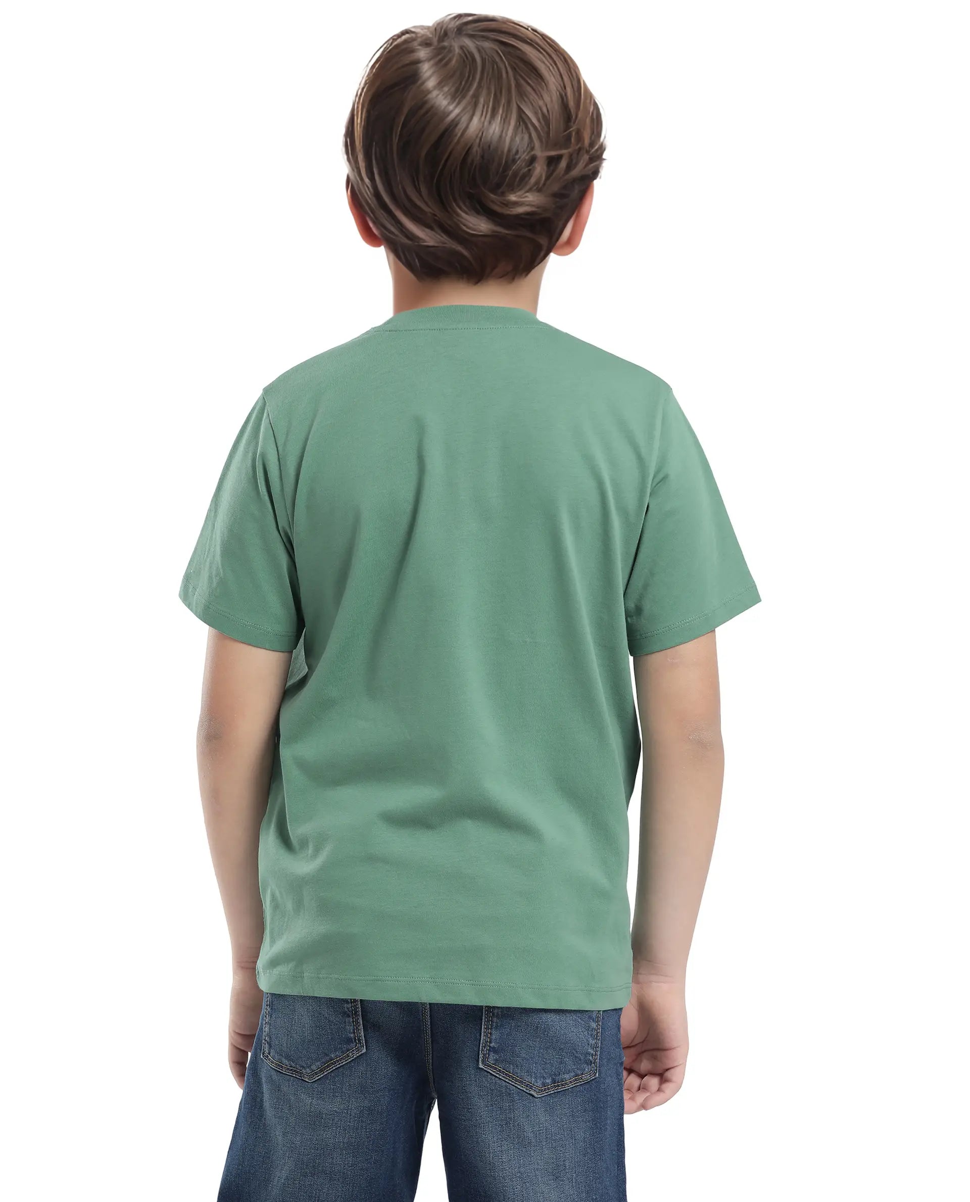 Rare Ones Kids Dawn Green Cotton Half Sleeve Solid Slip-On Closure Regular Fit T-Shirt