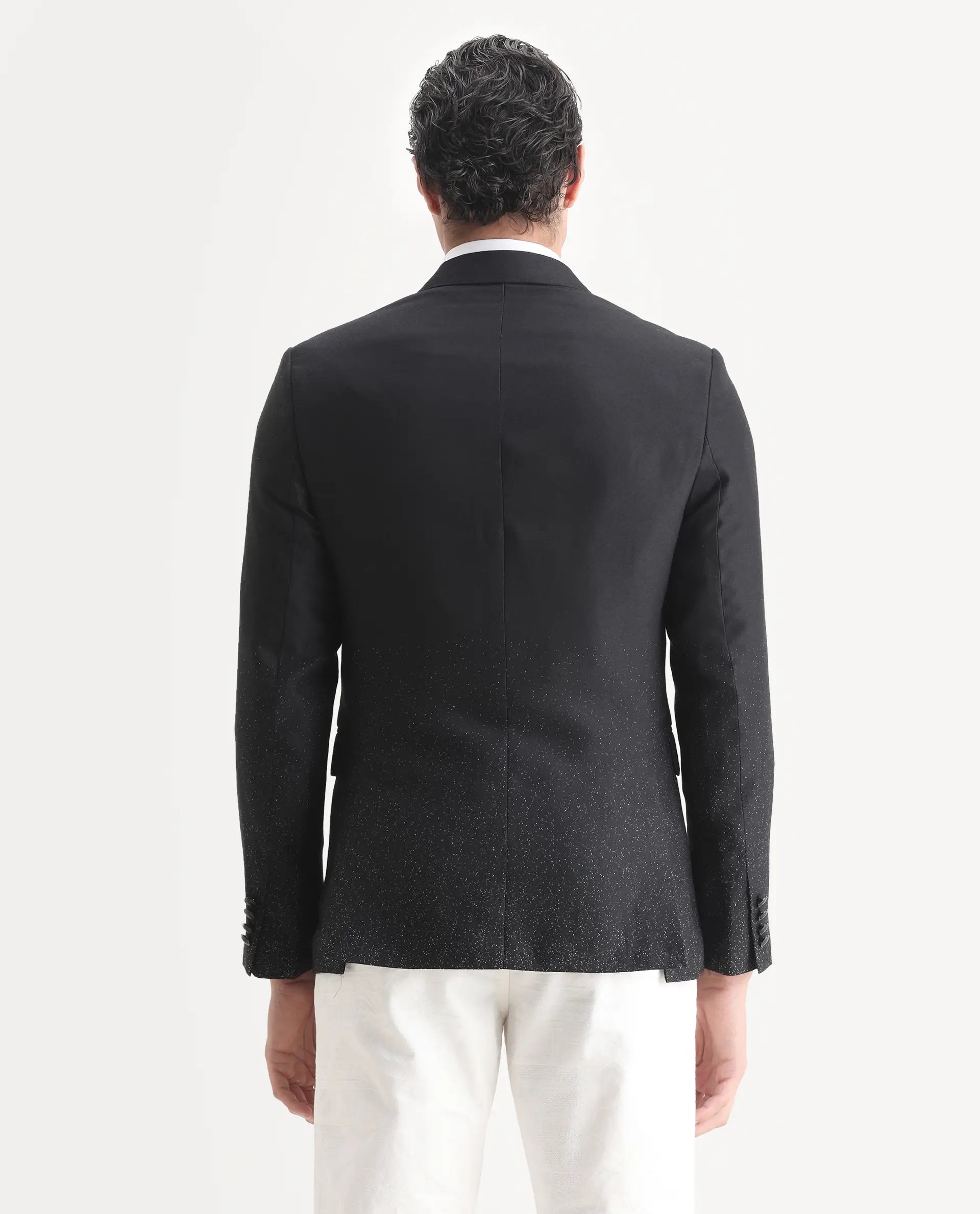 Rare Rabbit Men's Debra Black Polyester Plain Tailored Fit Full Sleeve Lapel Neck Blazer