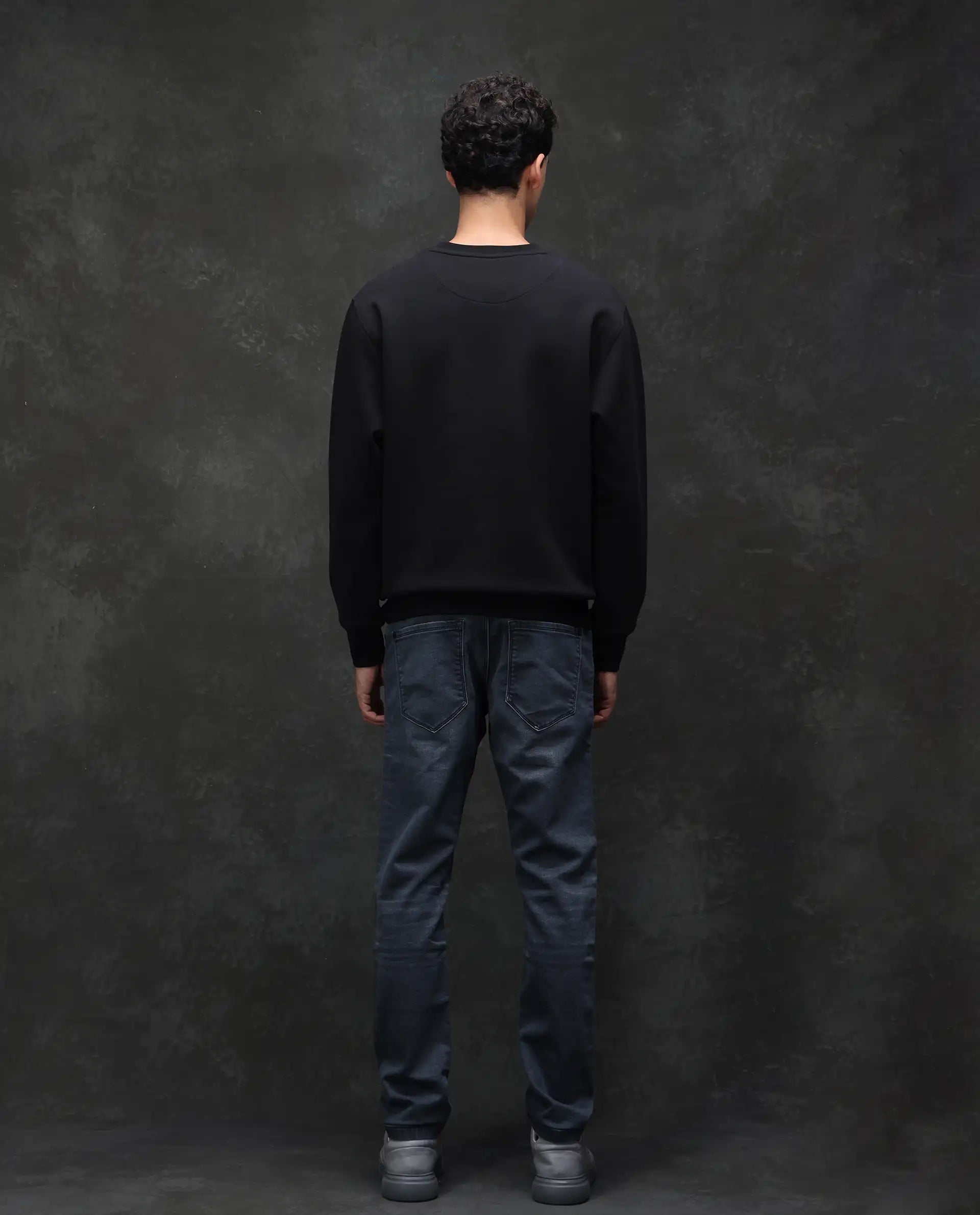 Rare Rabbit Men's Delft Dusky Blue Cotton Plain Hawk Slim Fit Jeans