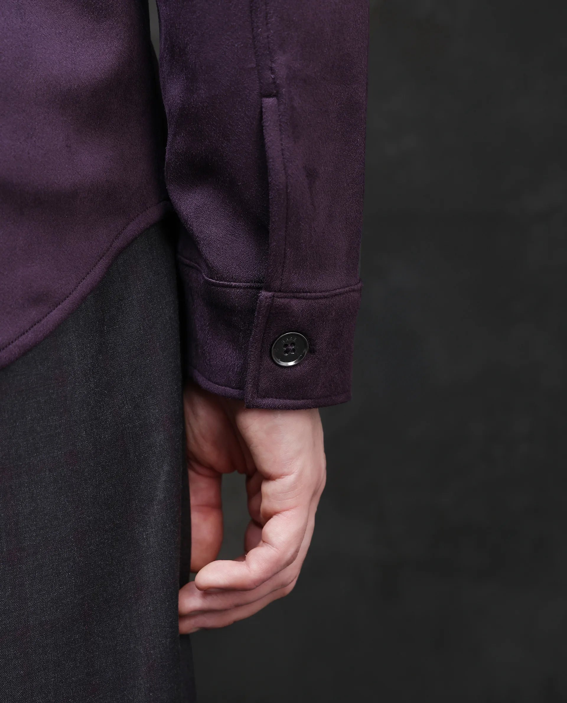 Rare Rabbit Men Delk-2 Dark Purple Polyester Spandex Fabric Full Sleeve Collared Neck Button Closure Regular Fit Plain Jacket