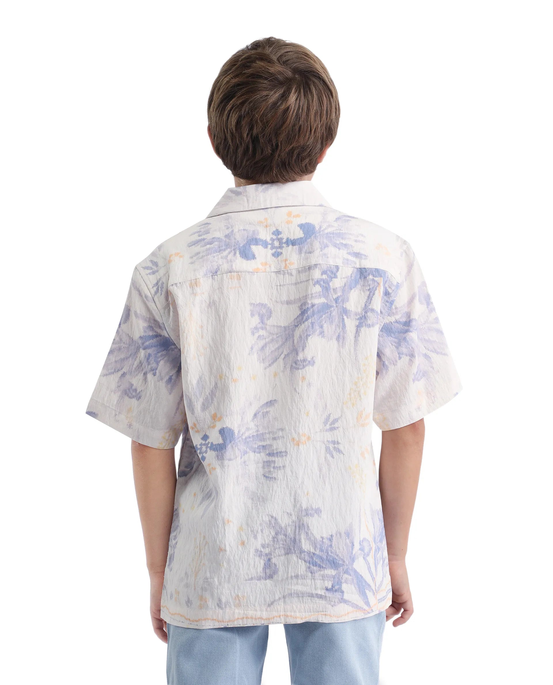Rare Ones Kids Demp White Viscose Blend Printed Button Closure Regular Fit Shirt