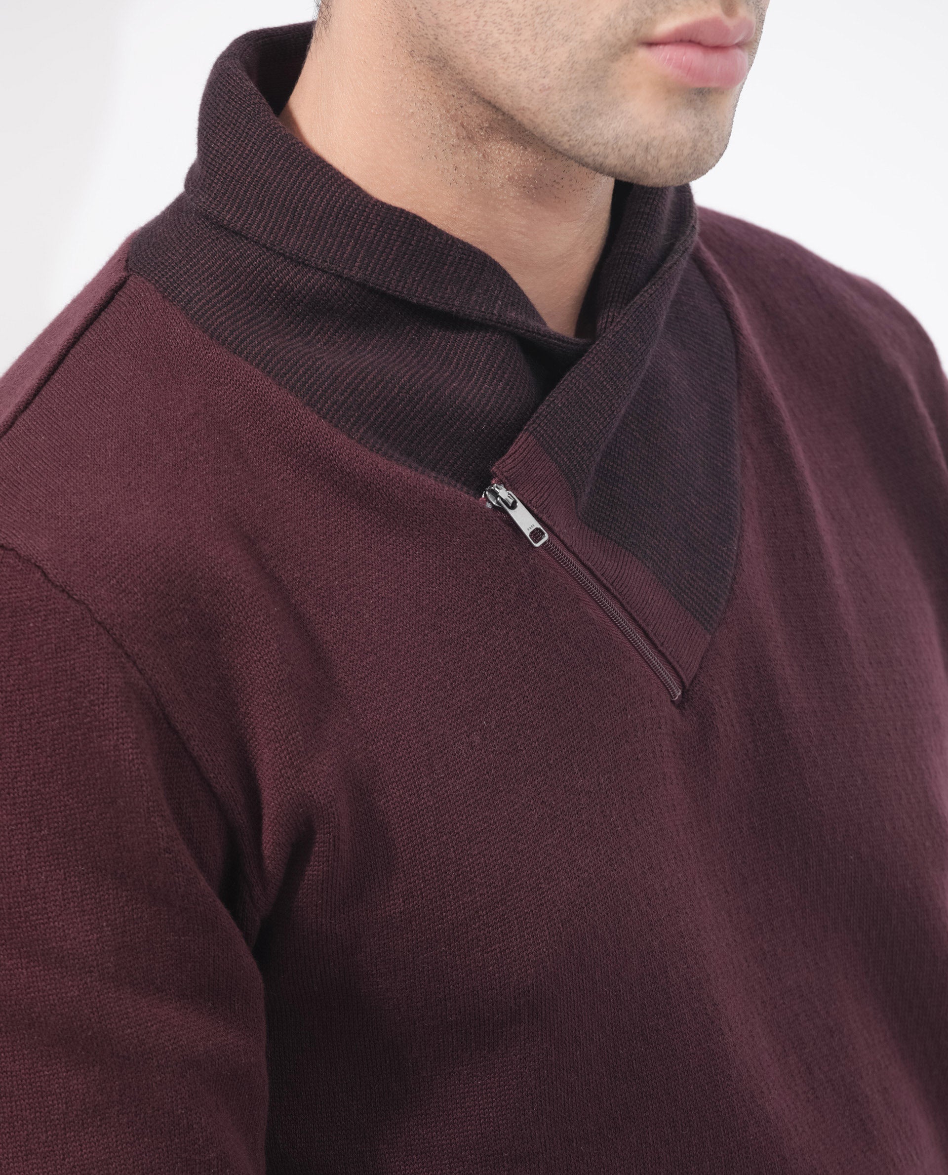 Rare Rabbit Mens Denver Brown Sweater Full Sleeve Collared Neck Solid