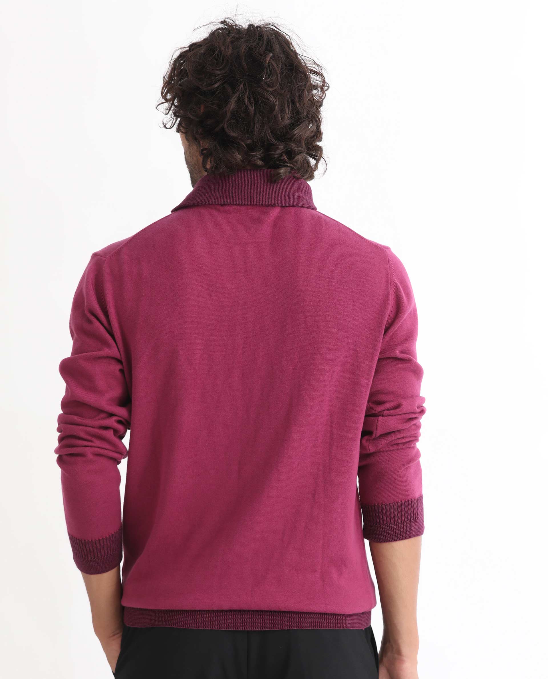 Rare Rabbit Mens Denver Pink Cotton Fabric Shawl Neck Full Sleeves Zipper Closure Regular Fit Sweater