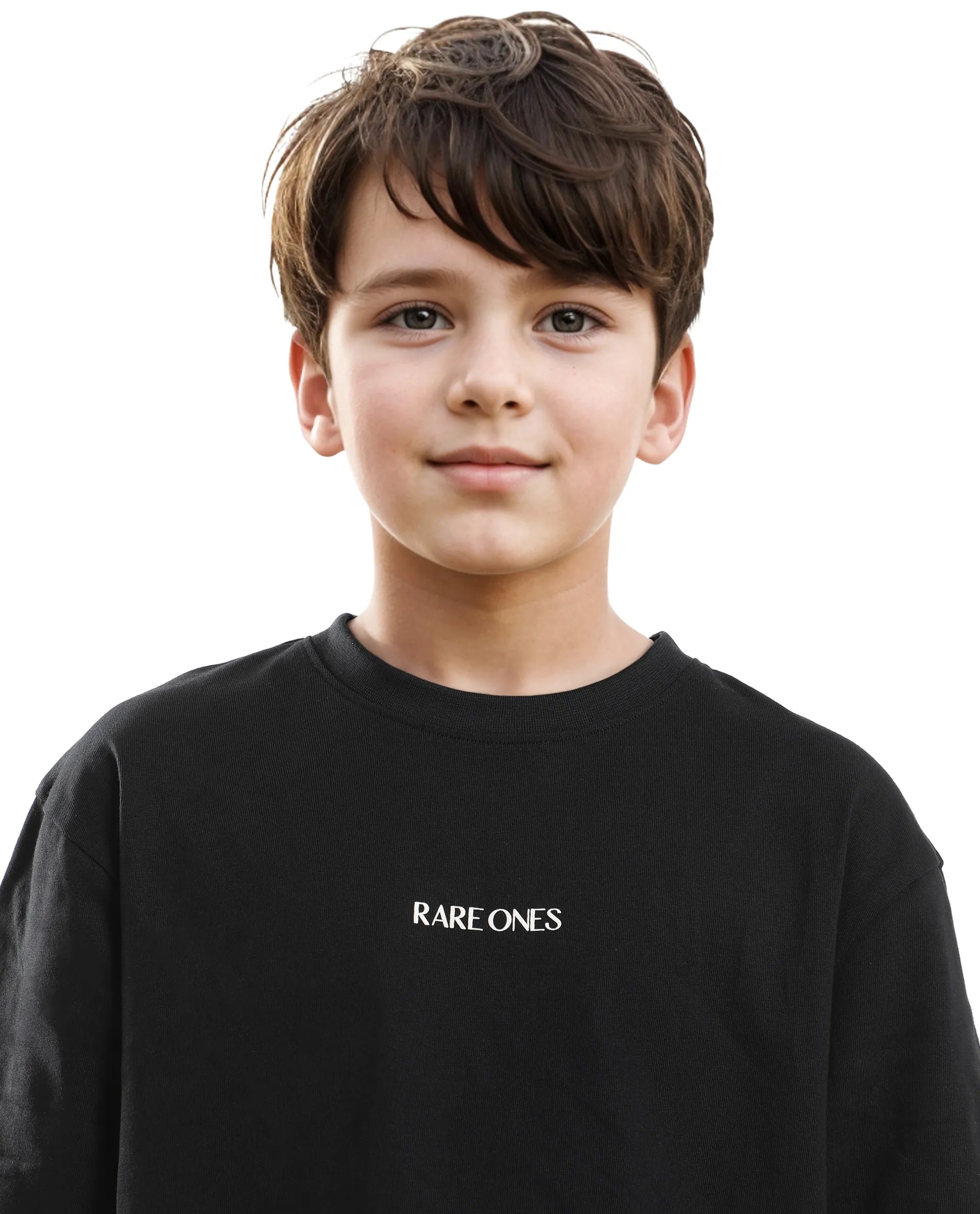 Rare Ones Kids Derion-K Black Cotton Solid Slip-On Oversized Fit T-Shirt