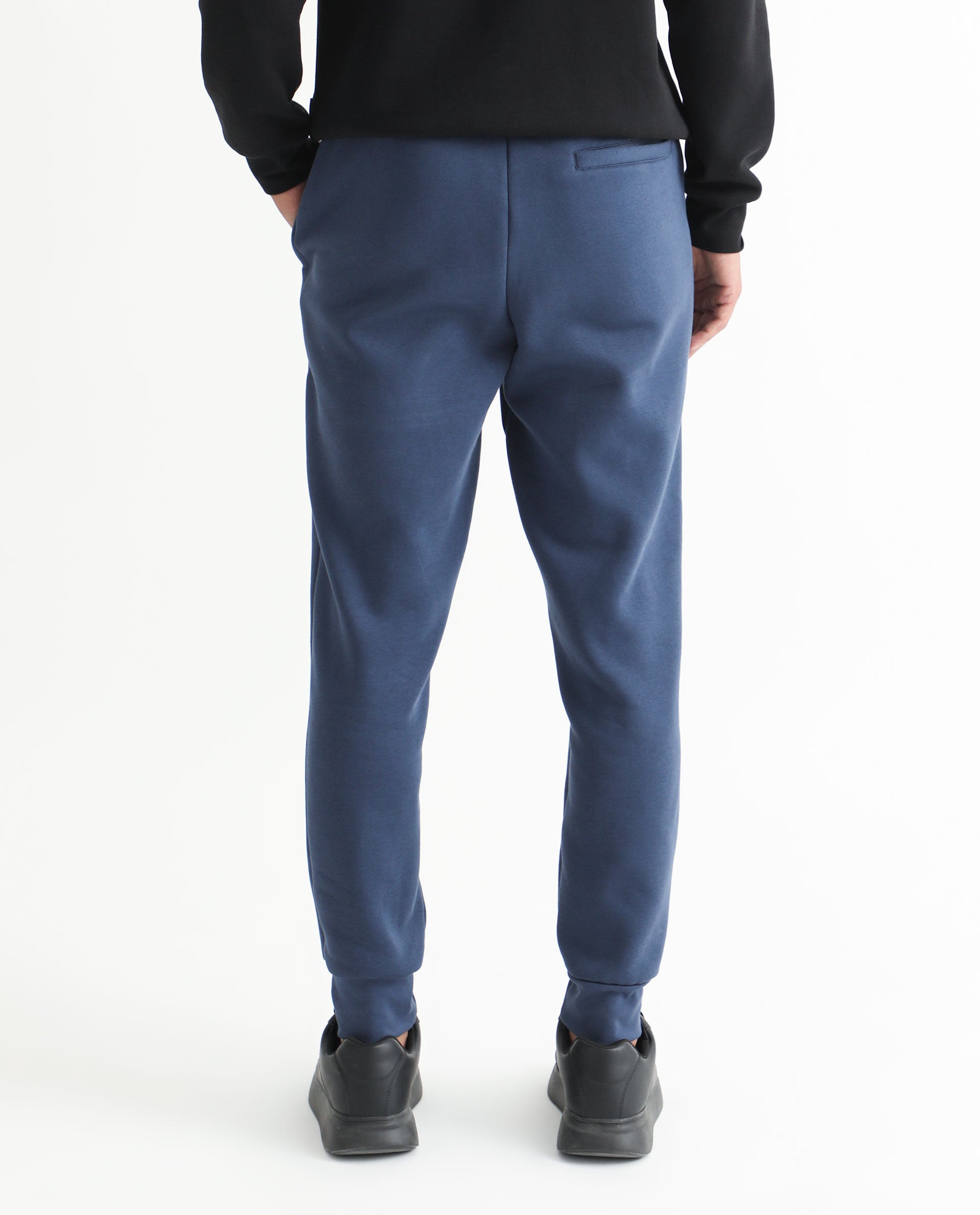 Rare Rabbit Mens Derry Dusky Blue Cotton Polyester Fabric Drawstring Closure Regular Fit Mid Rise Trackpant