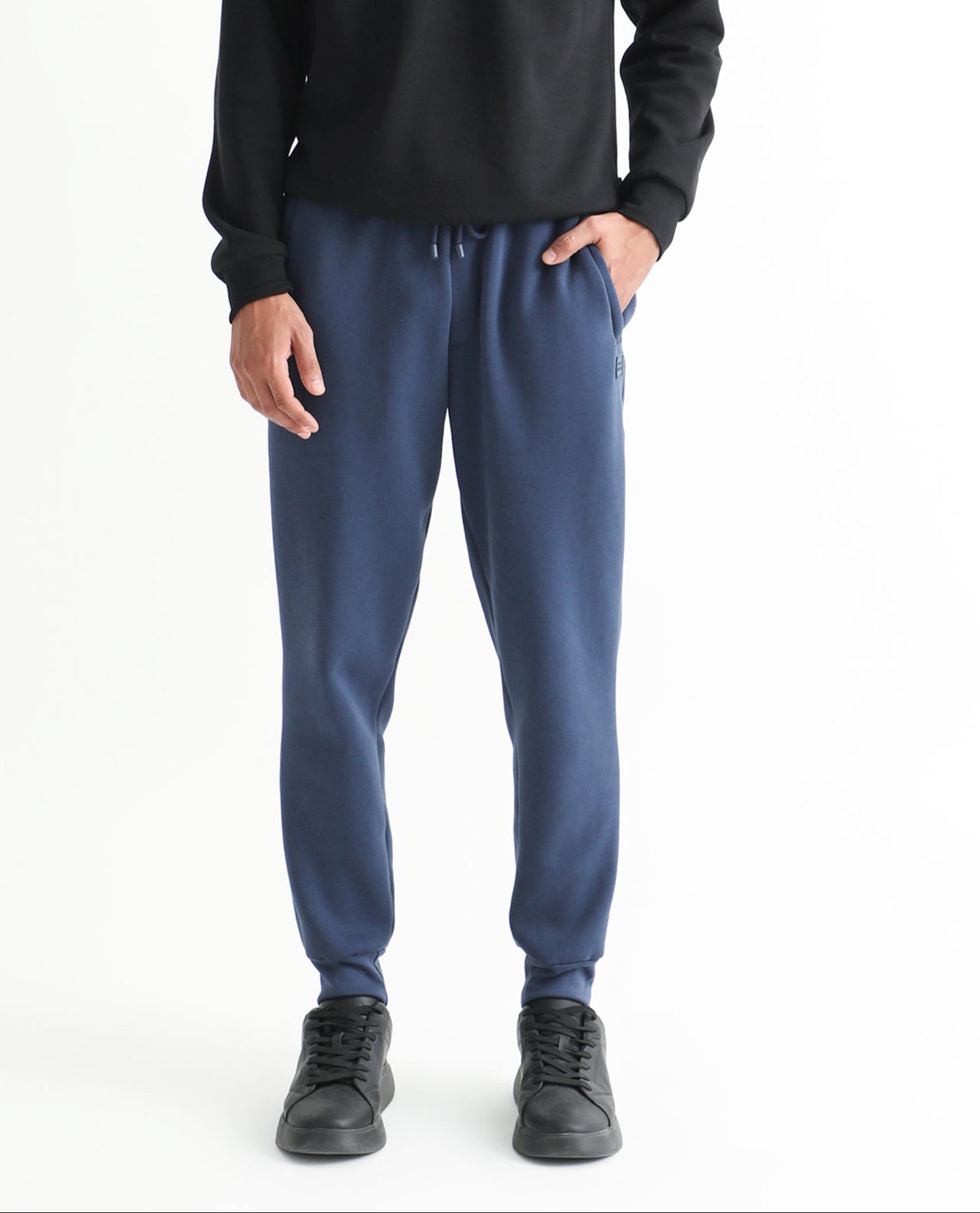 Rare Rabbit Mens Derry Dusky Blue Cotton Polyester Fabric Drawstring Closure Regular Fit Mid Rise Trackpant