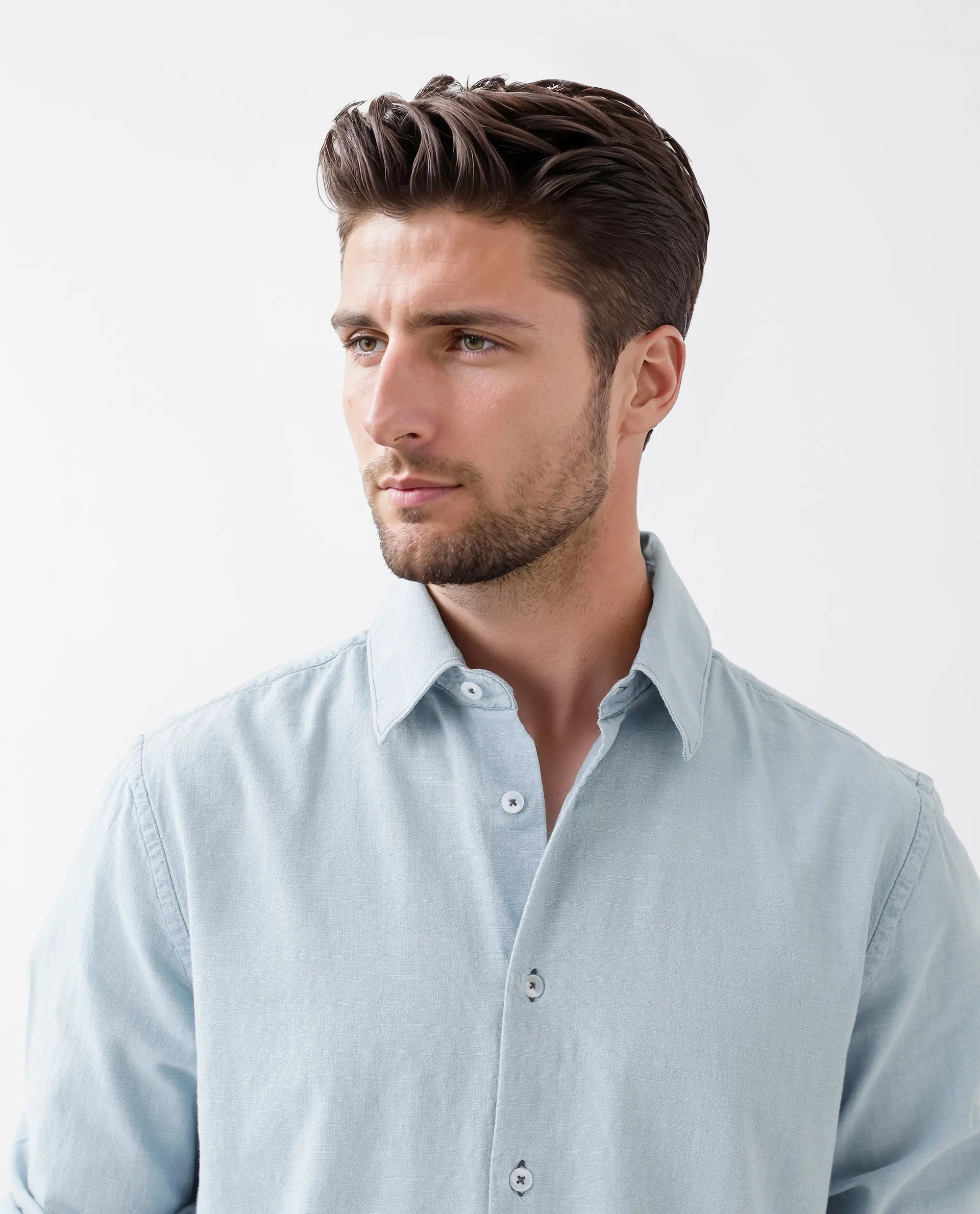 Rare Rabbit Men's Derry Blue Cotton Plain Regular Fit Full Sleeve Collared Shirt