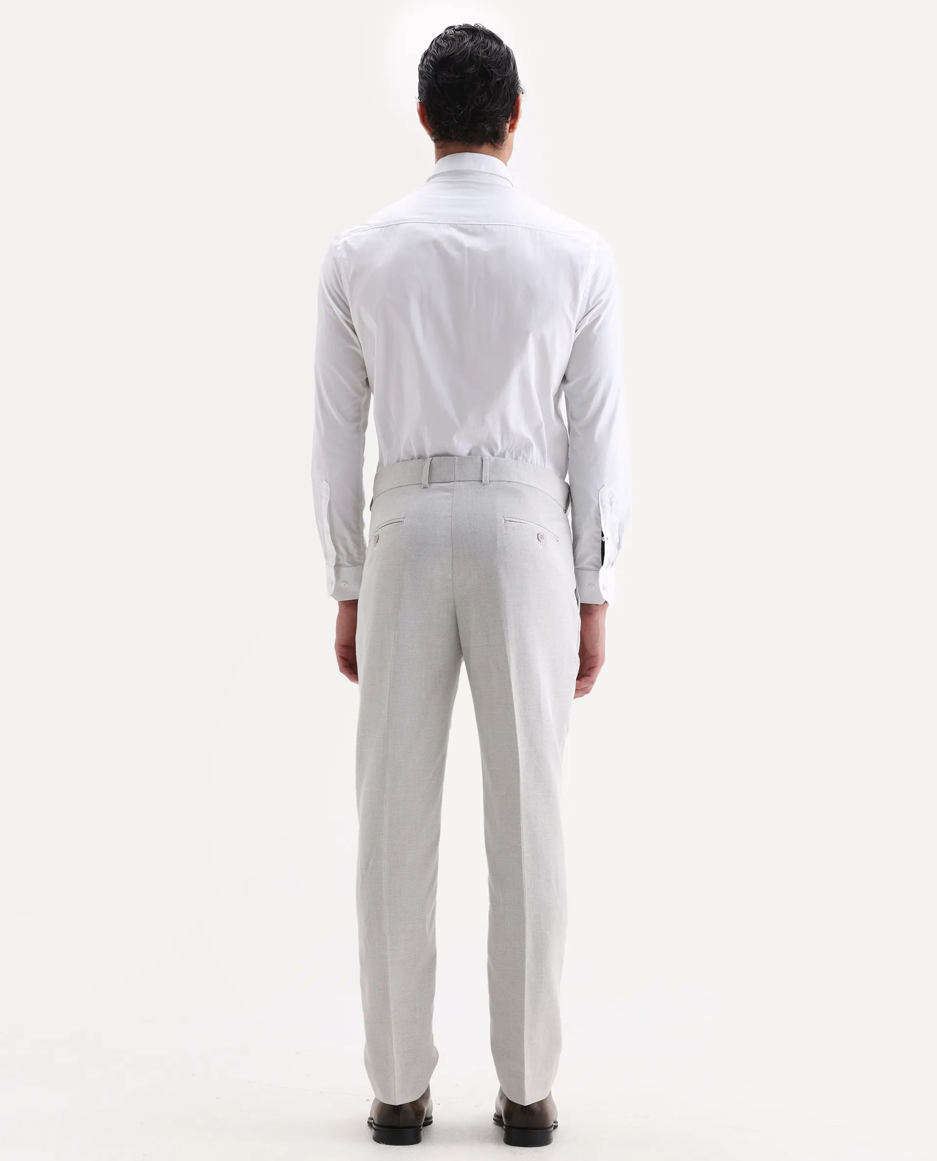 Rare Rabbit Men's Dex Beige Cotton Plain Regular Fit Trouser