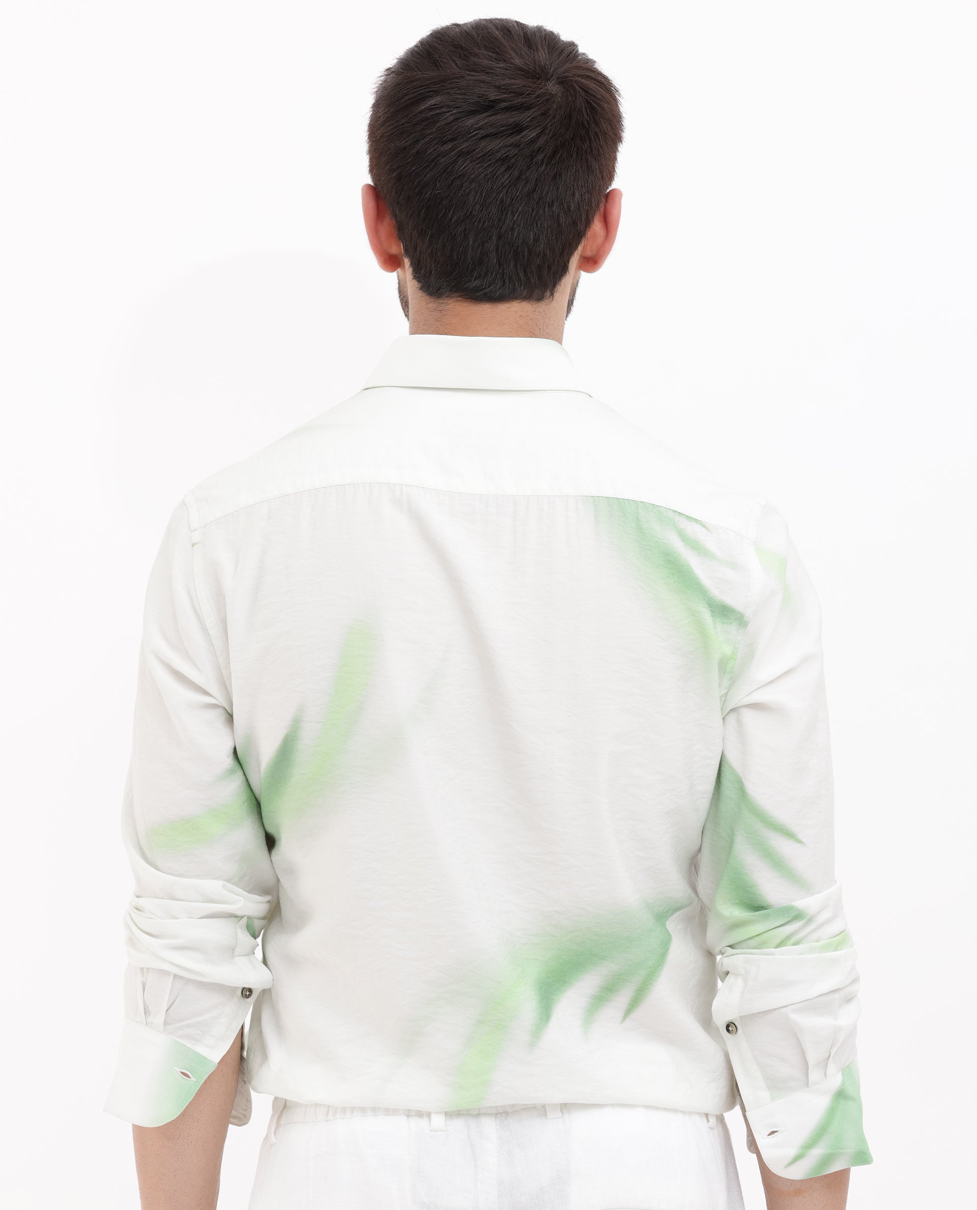 Rare Rabbit Mens Dezen Pastel Green Full Sleeve Tropical Print Shirt