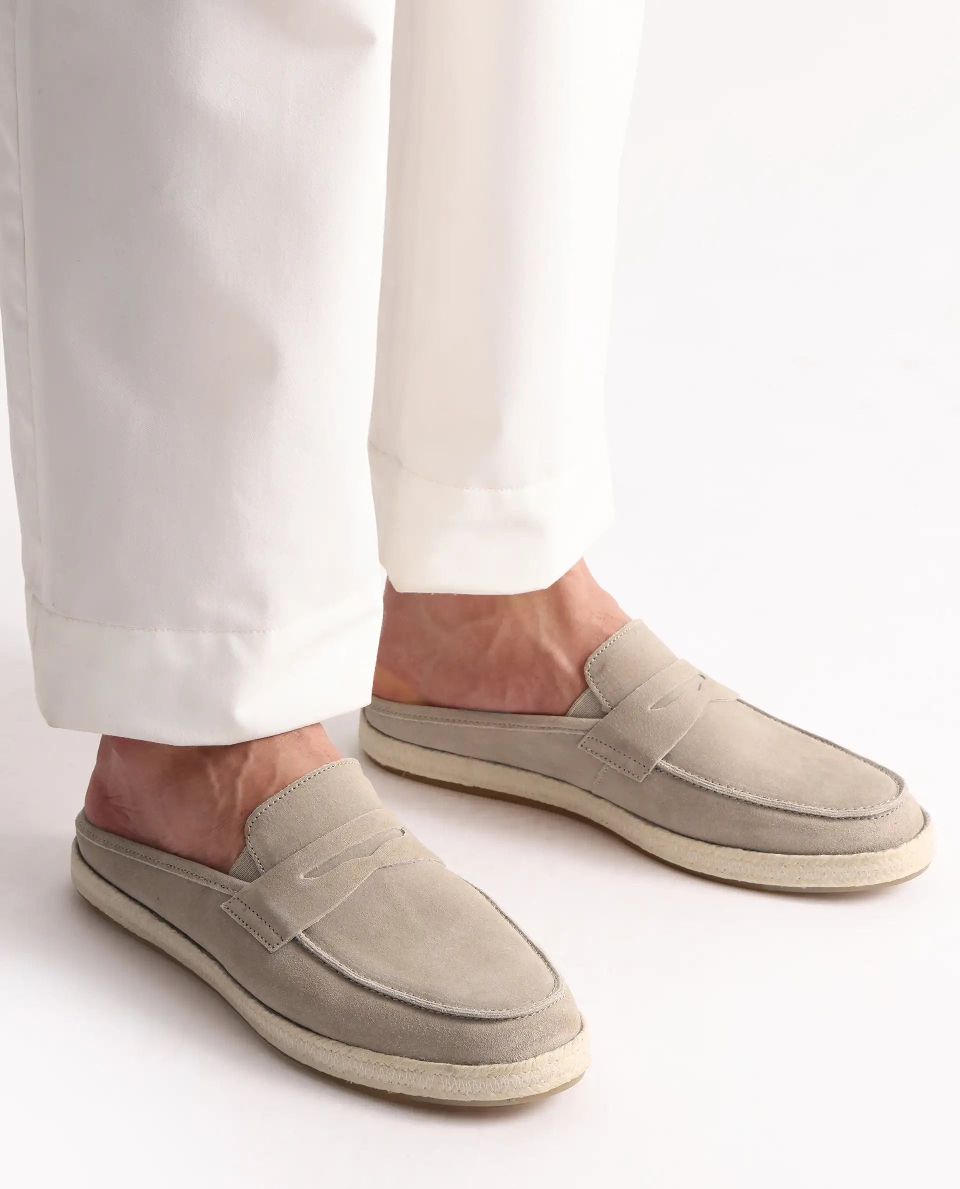 Rare Rabbit Men Diago Camel Suede Leather Slip-On Closure Shoes