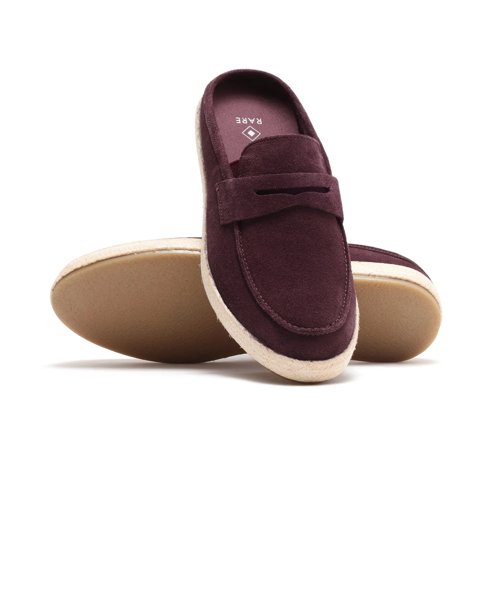 Rare Rabbit Men Diago Bordo Suede Leather Slip-On Closure Shoes