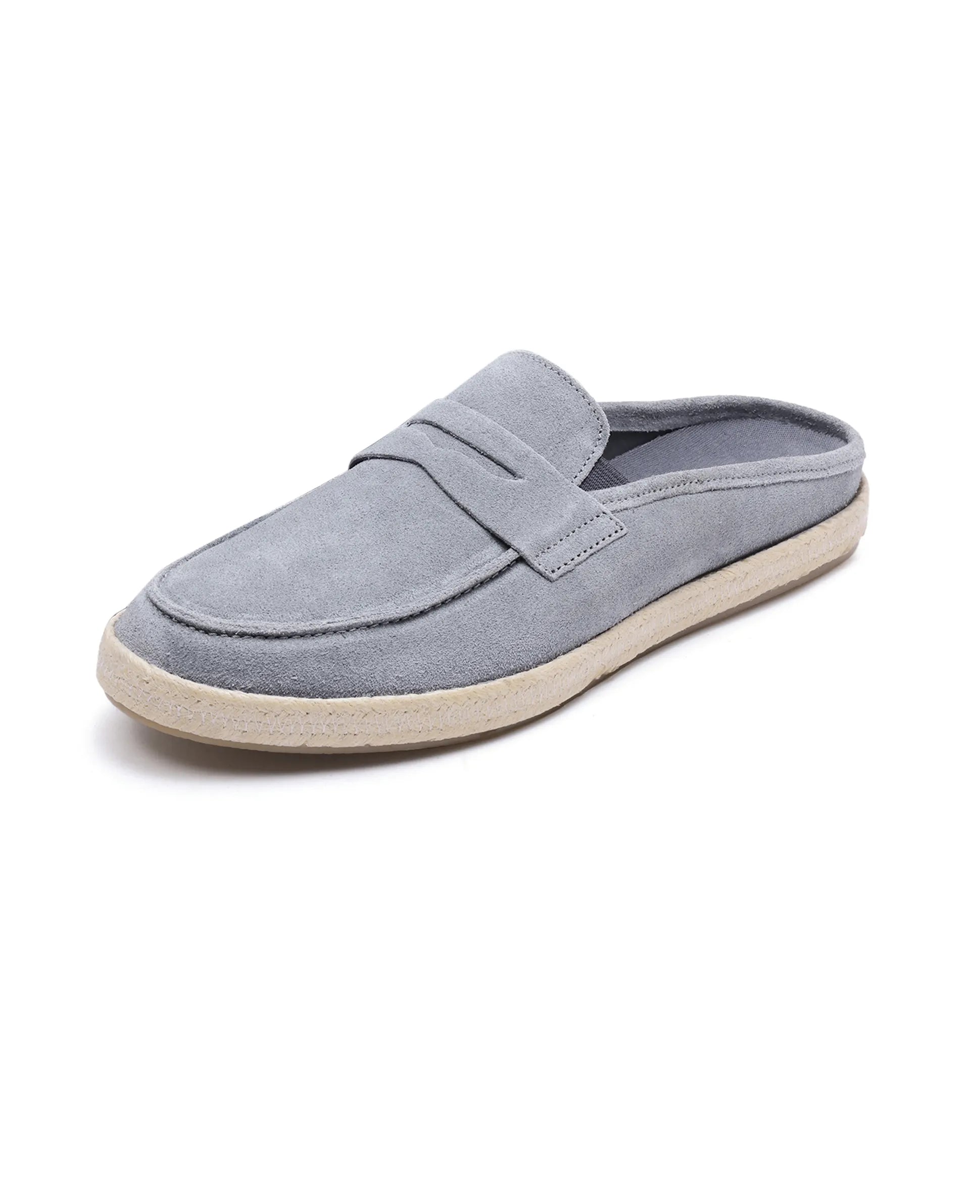 Rare Rabbit Men Diago Light Grey Suede Leather Slip-On Closure Shoes