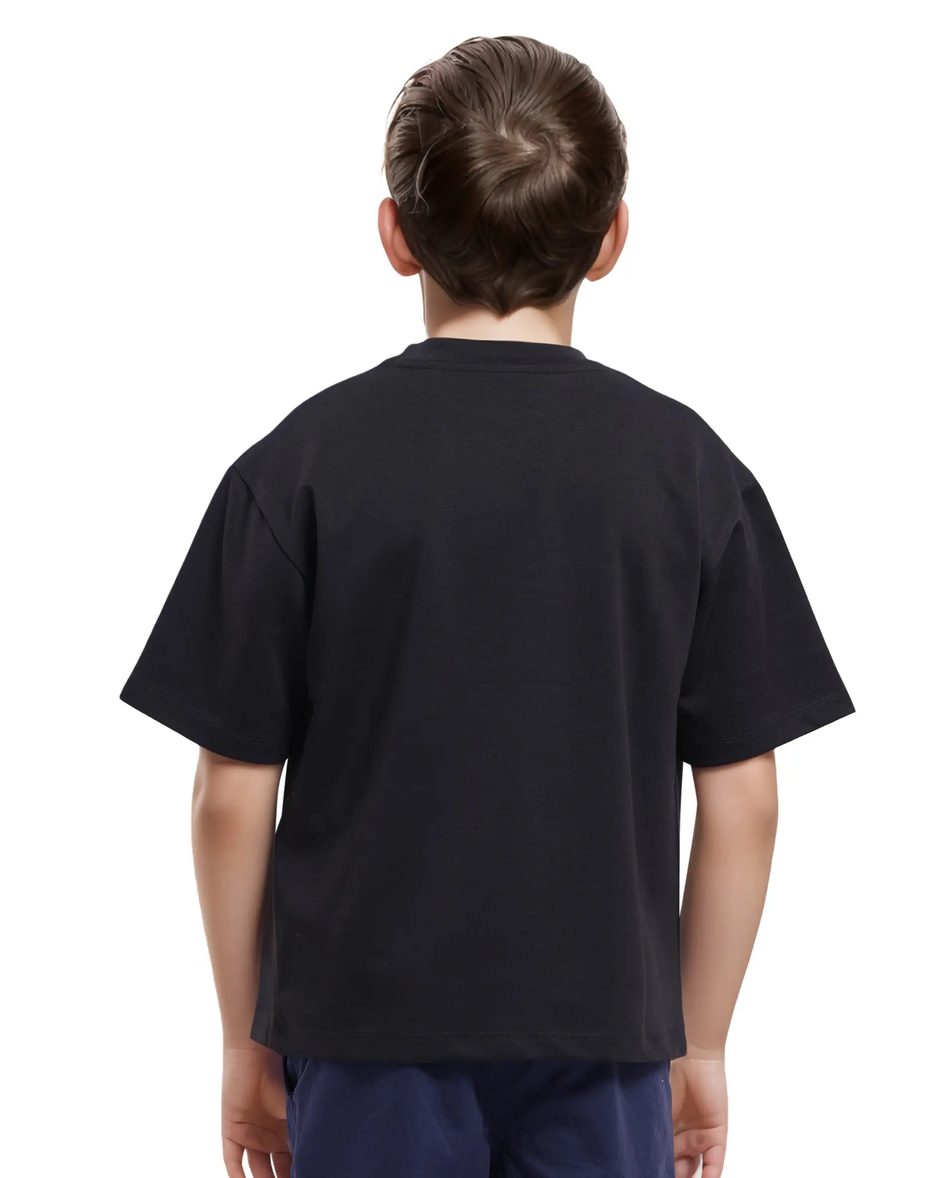 Rare Ones Kids Dice Black Cotton Half Sleeves Crew Neck Boxy Fit Applique Print T-Shirt