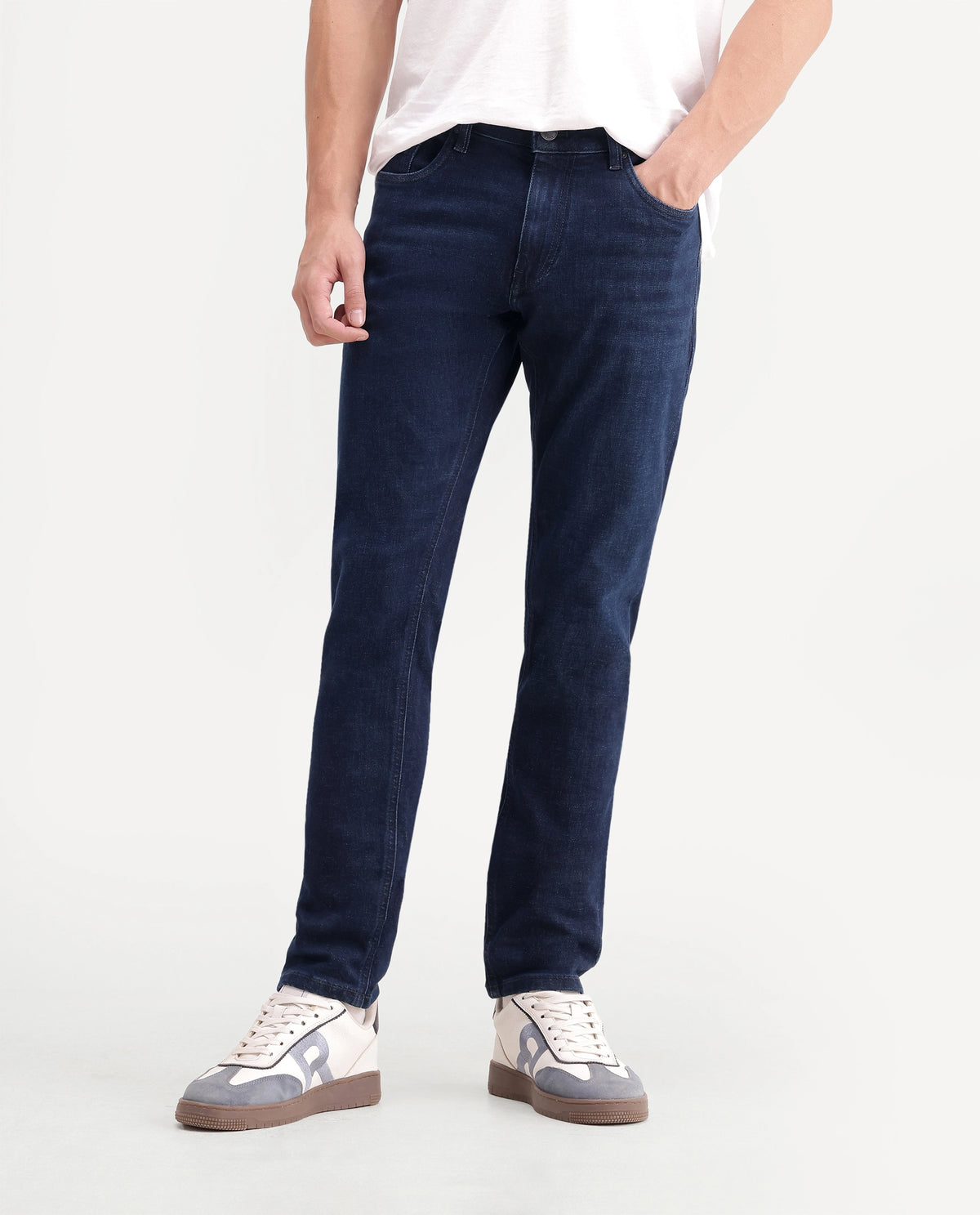 Rare Rabbit Men's Digo 26 Dark Navy Cotton Blend Morris Regular Plain Jeans