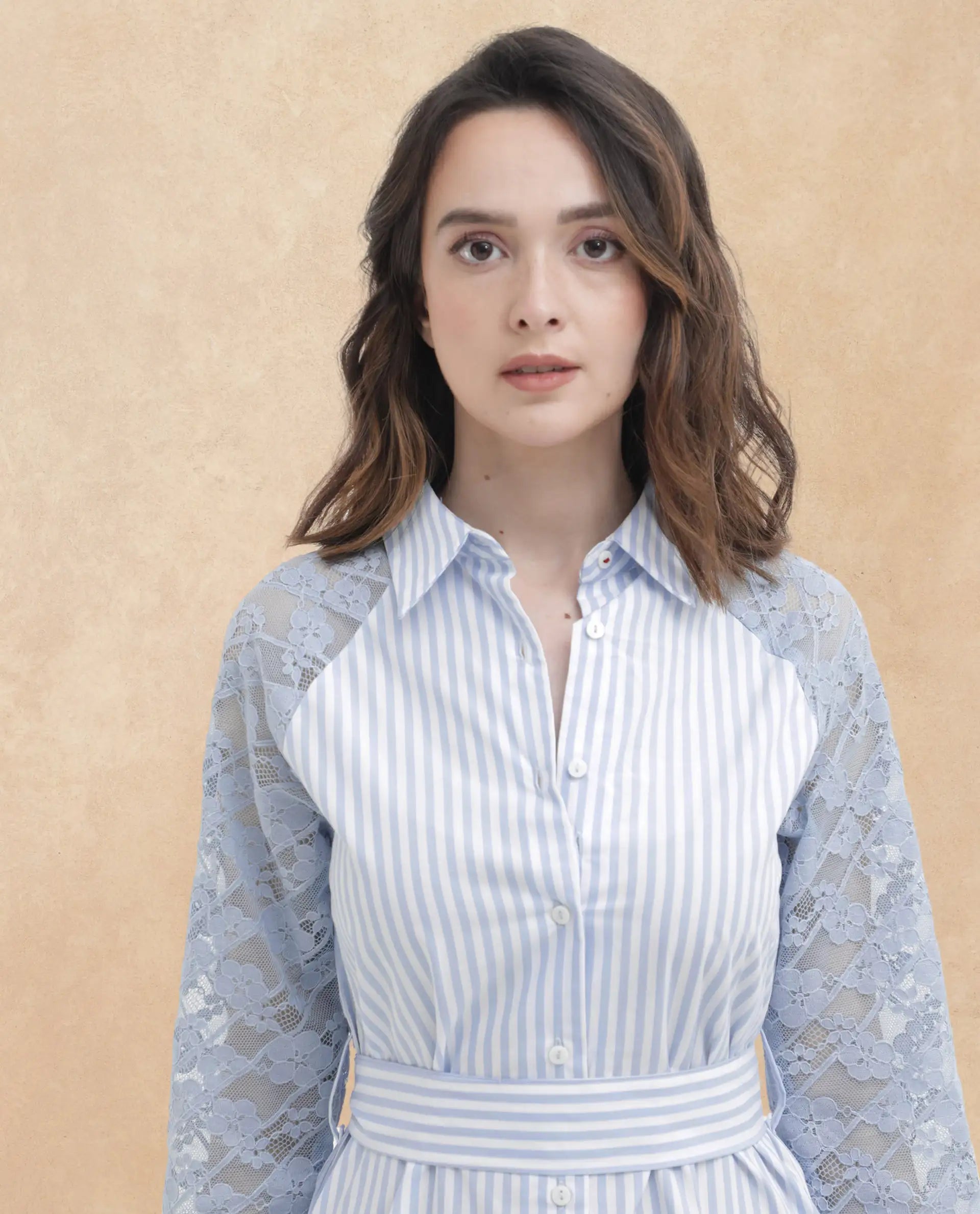 Rareism Women Dima Blue Cotton Fabric Regular Sleeves Collared Neck Solid Dress