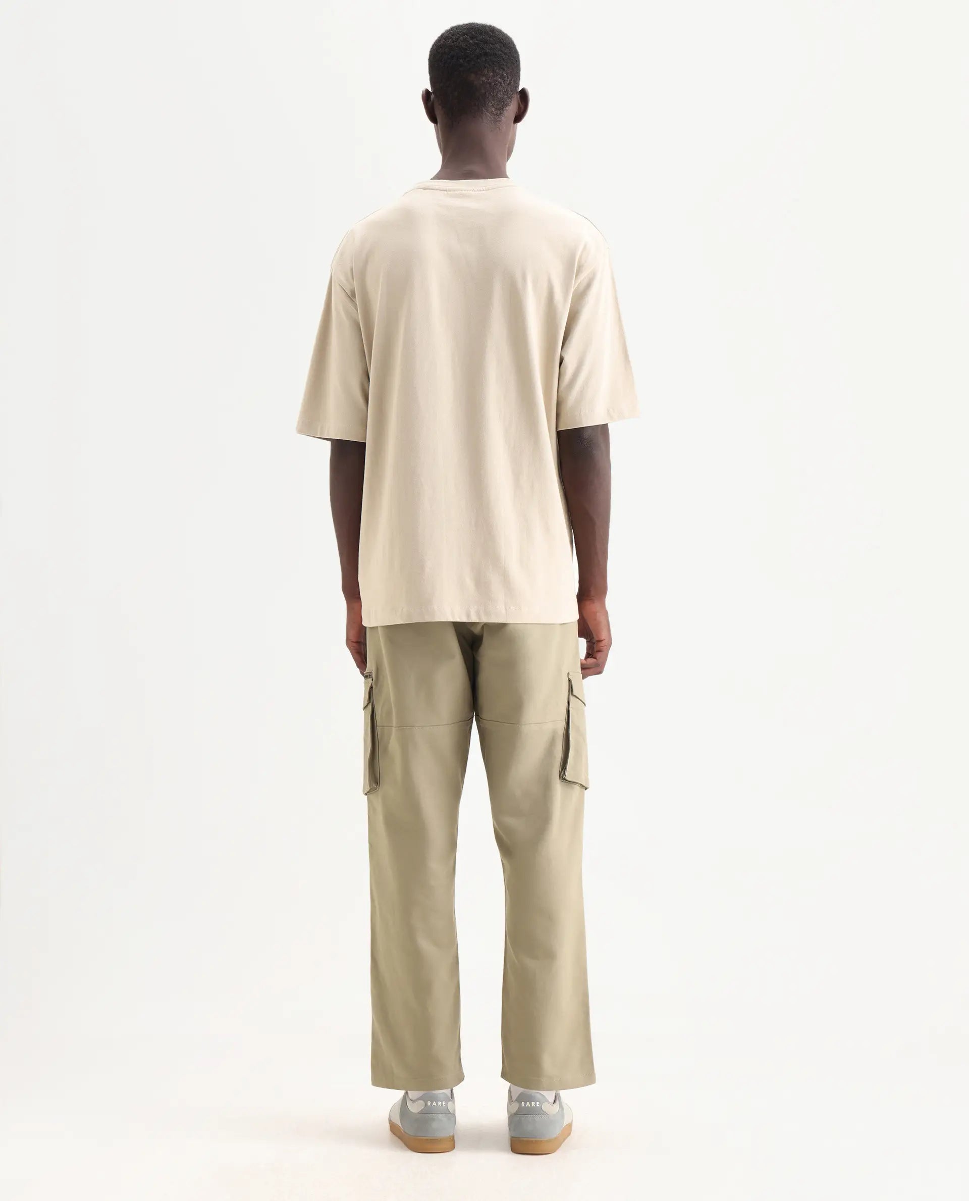 Rare Rabbit Men's Dima Light Olive Cotton Plain Regular Fit Trouser