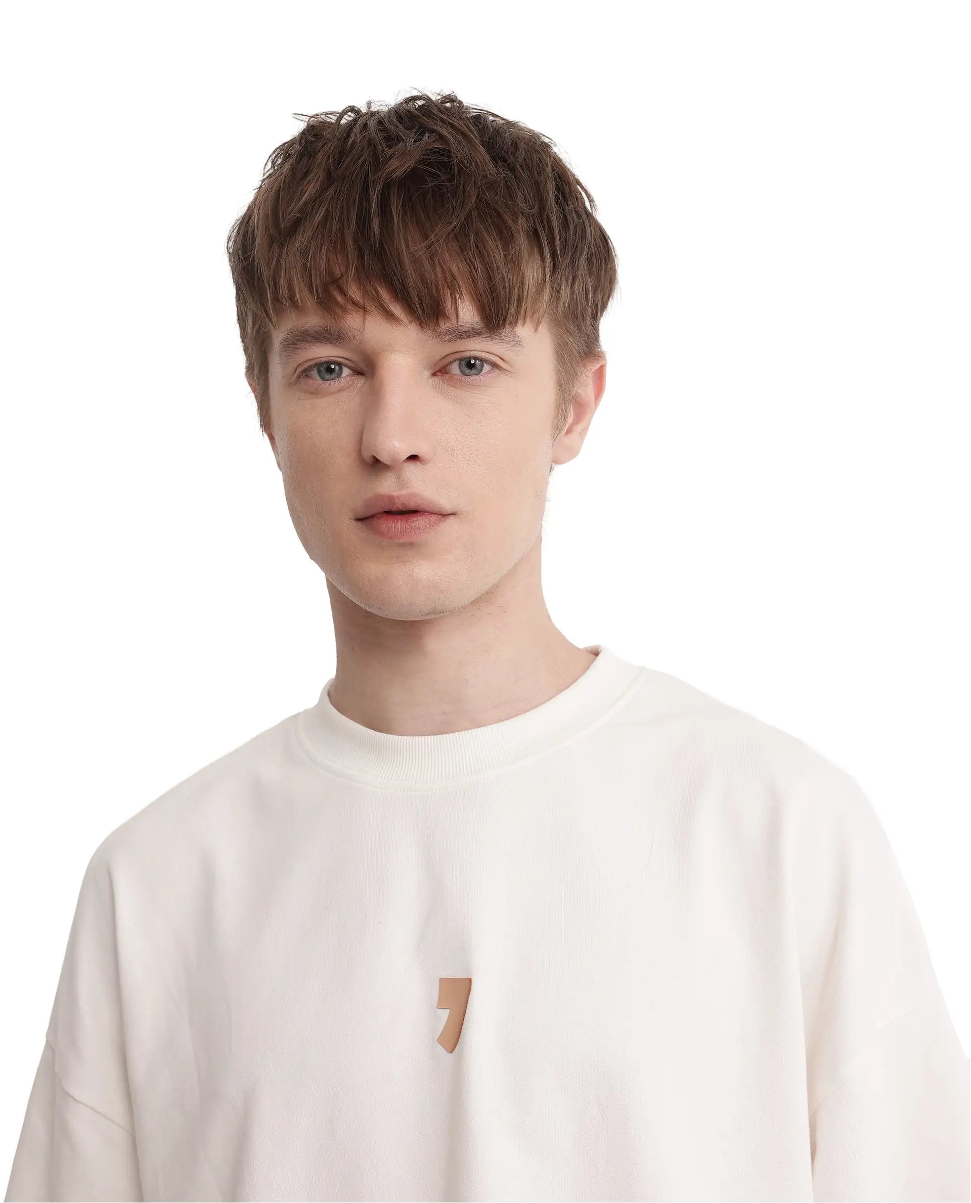 Rare Rabbit Men Diner Off White Cotton Fabric Short Sleeve Crew Neck Oversized Fit Graphic Back Print T-Shirt