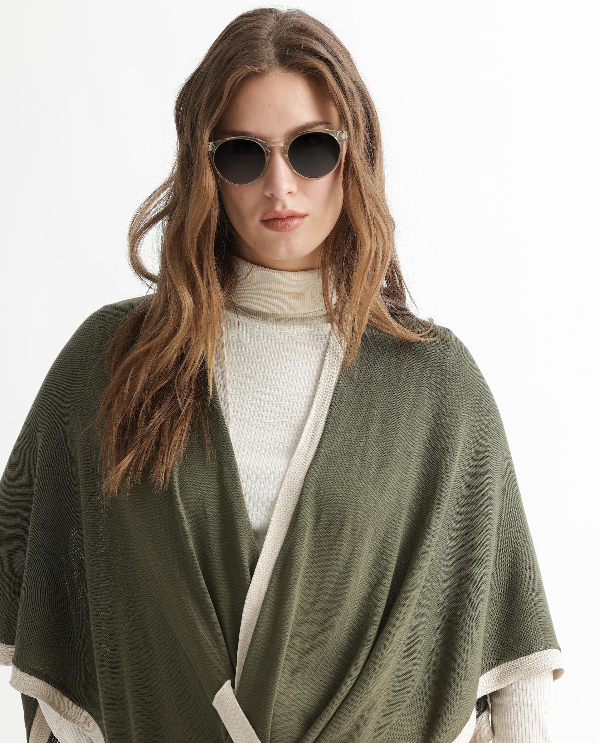 Rareism Women Display Olive Viscose Fabric 3/4Th Sleeves Relaxed Fit Solid Collarless Sweater