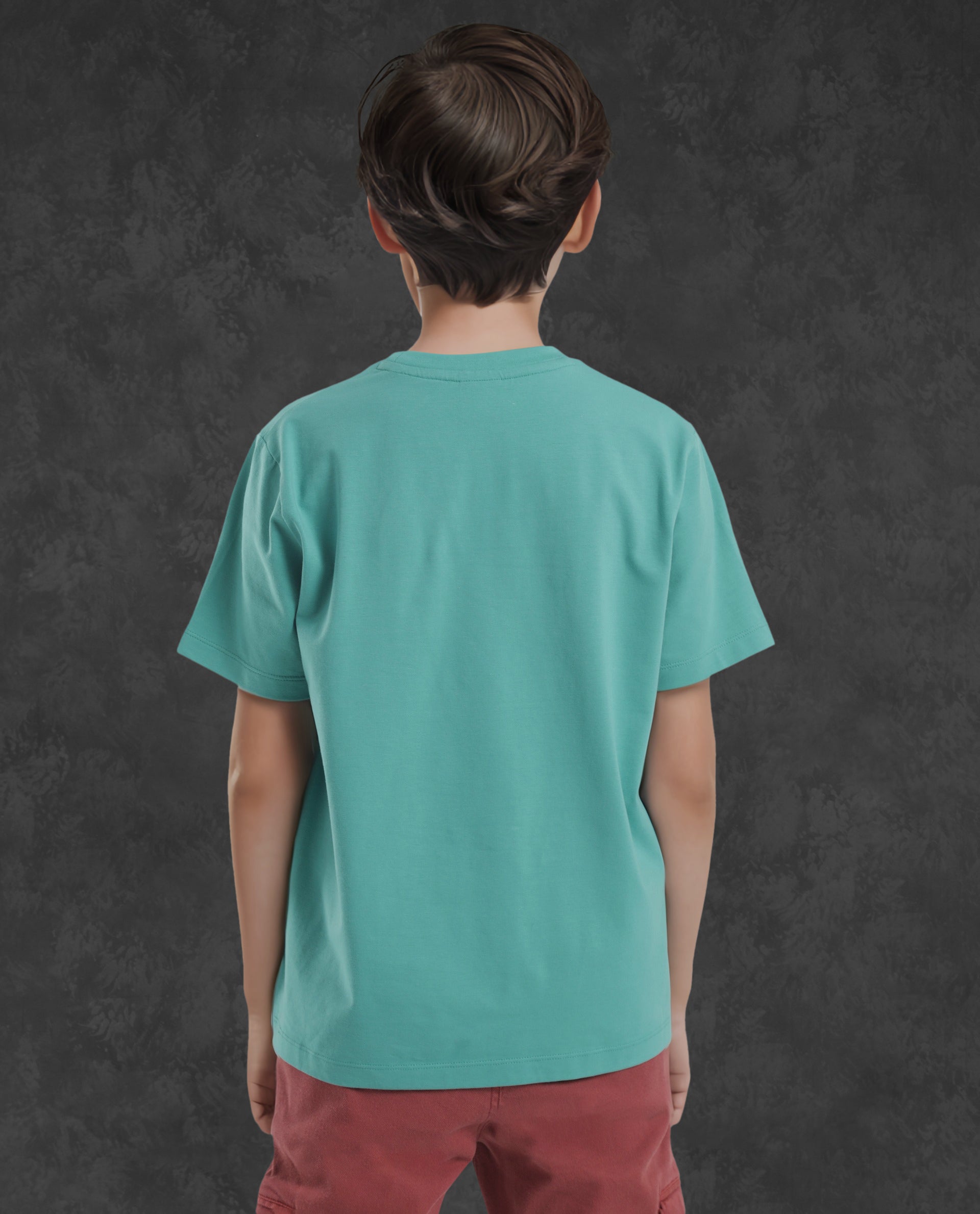 Rare Ones Kids Div Green Cotton Half Sleeves Crew Neck Regular Fit Graphic Print T-Shirt