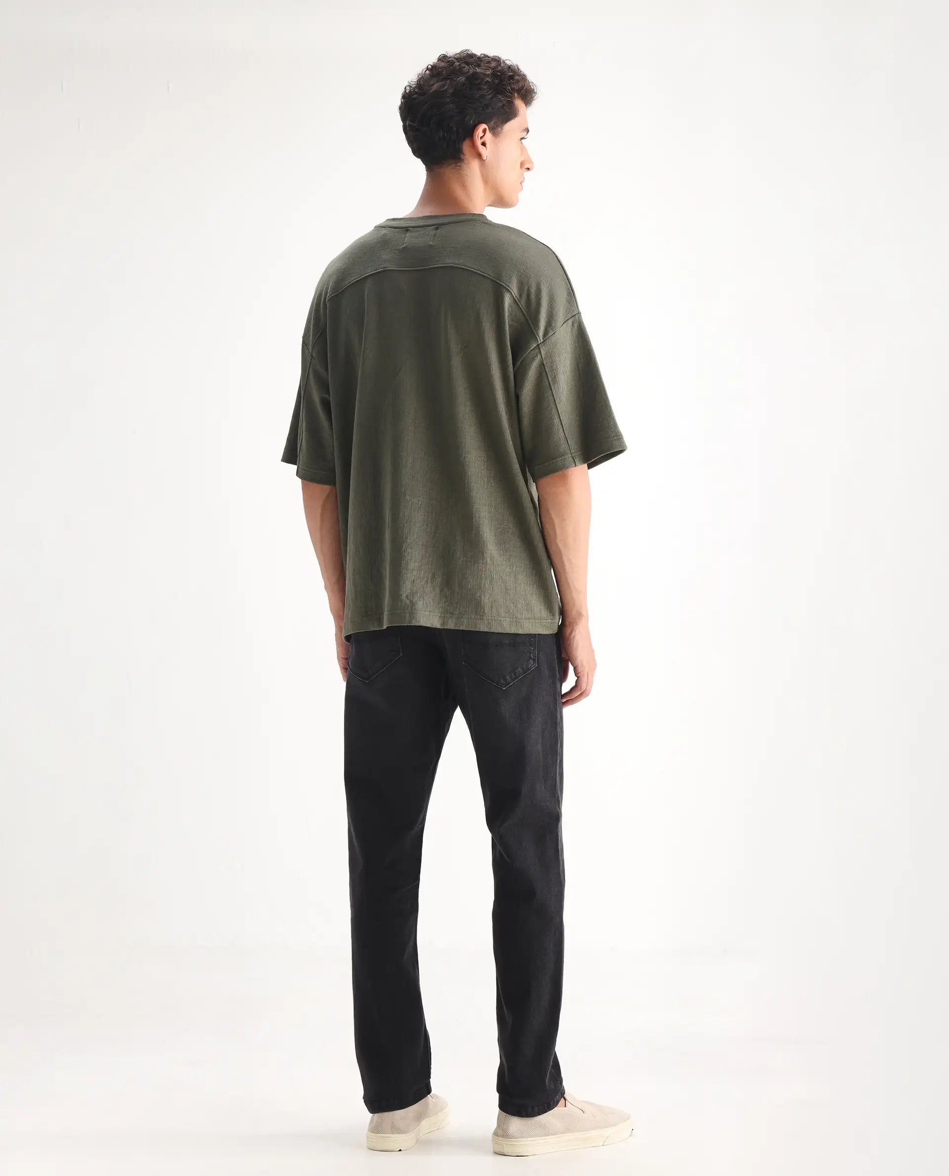 Rare Rabbit Men's Divi Grey Cotton Plain Hawk Slim Fit Jeans