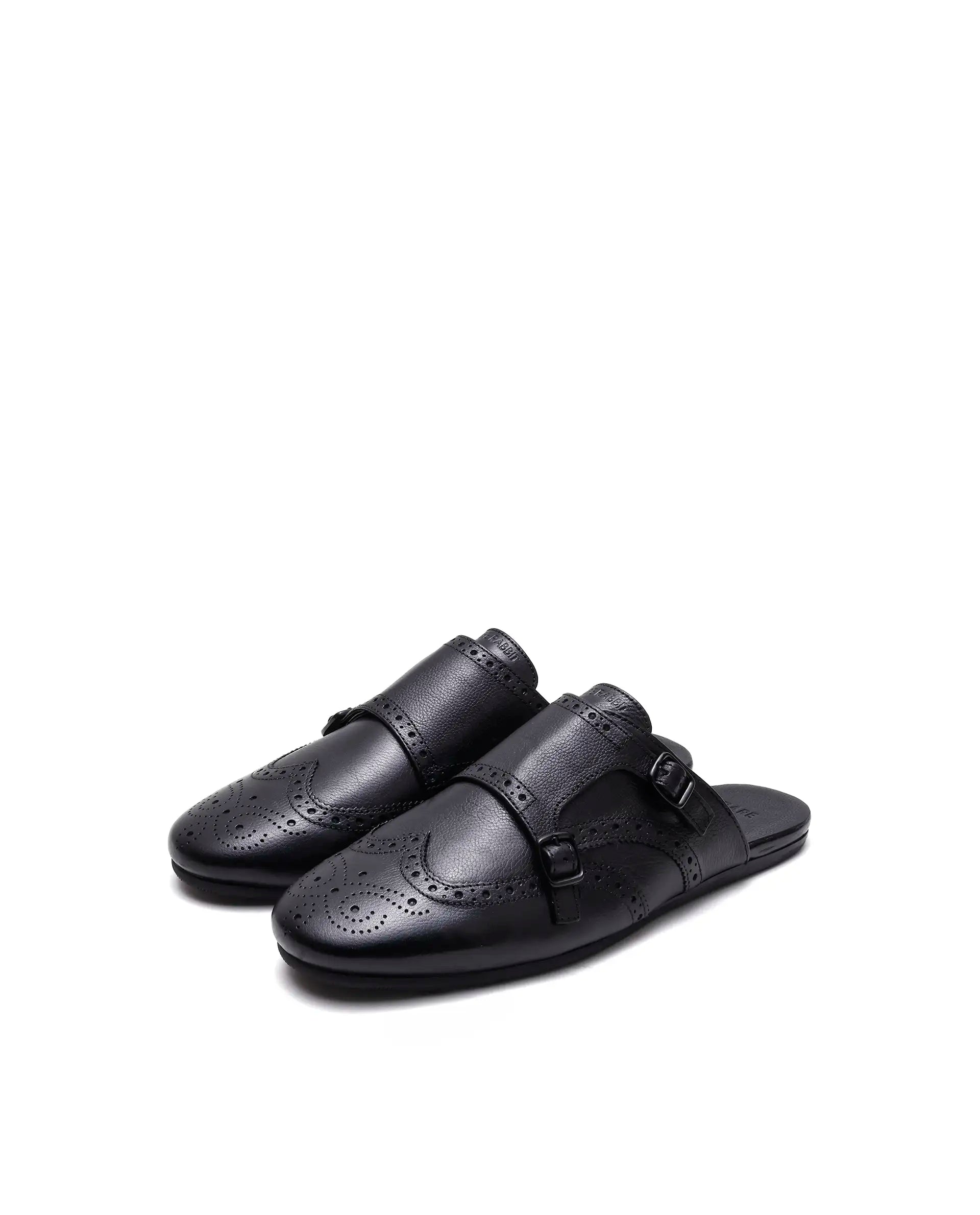 Rare Rabbit Men's Dmonk Black Leather Mule