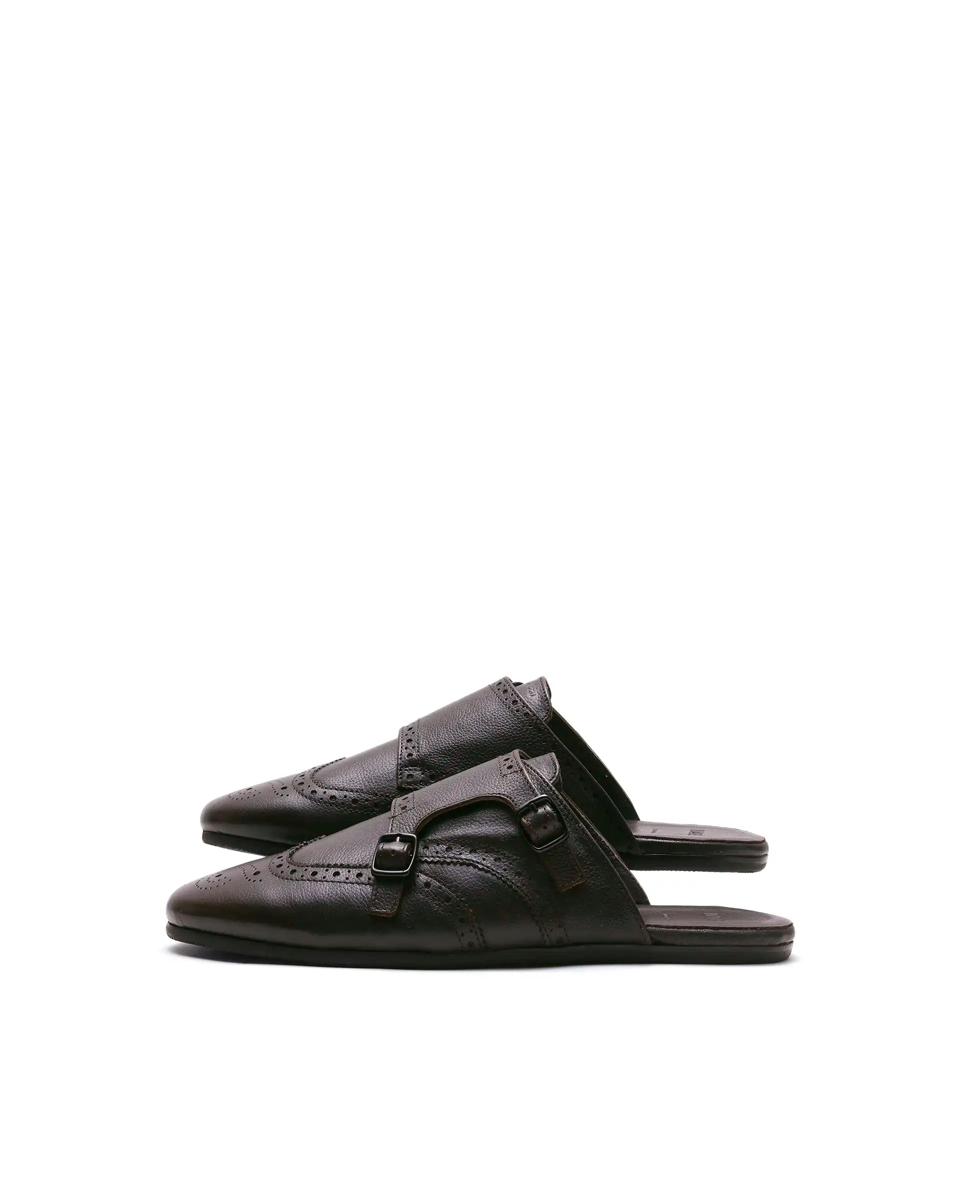 Rare Rabbit Men's Dmonk Dark Brown Leather Mule