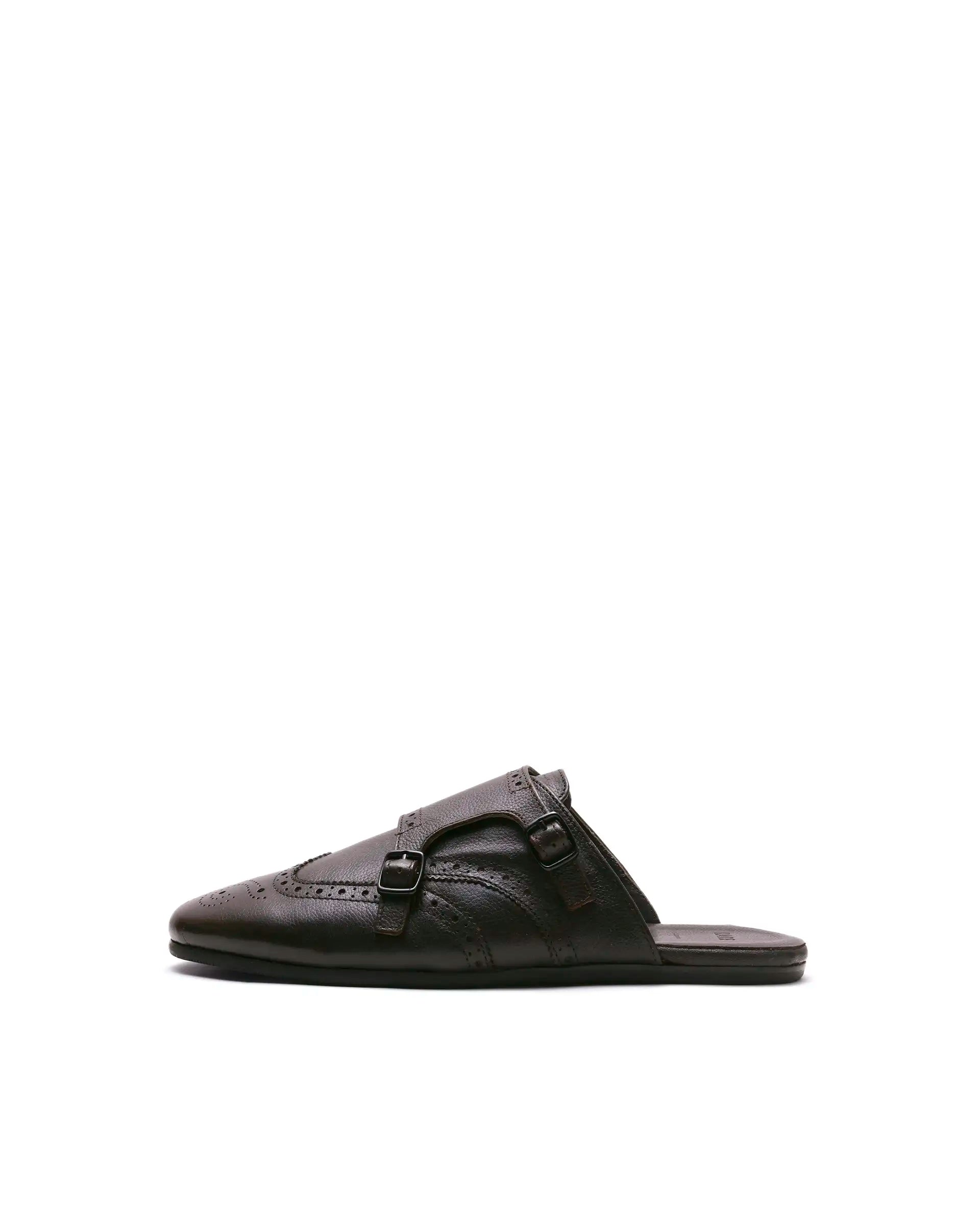 Rare Rabbit Men's Dmonk Dark Brown Leather Mule