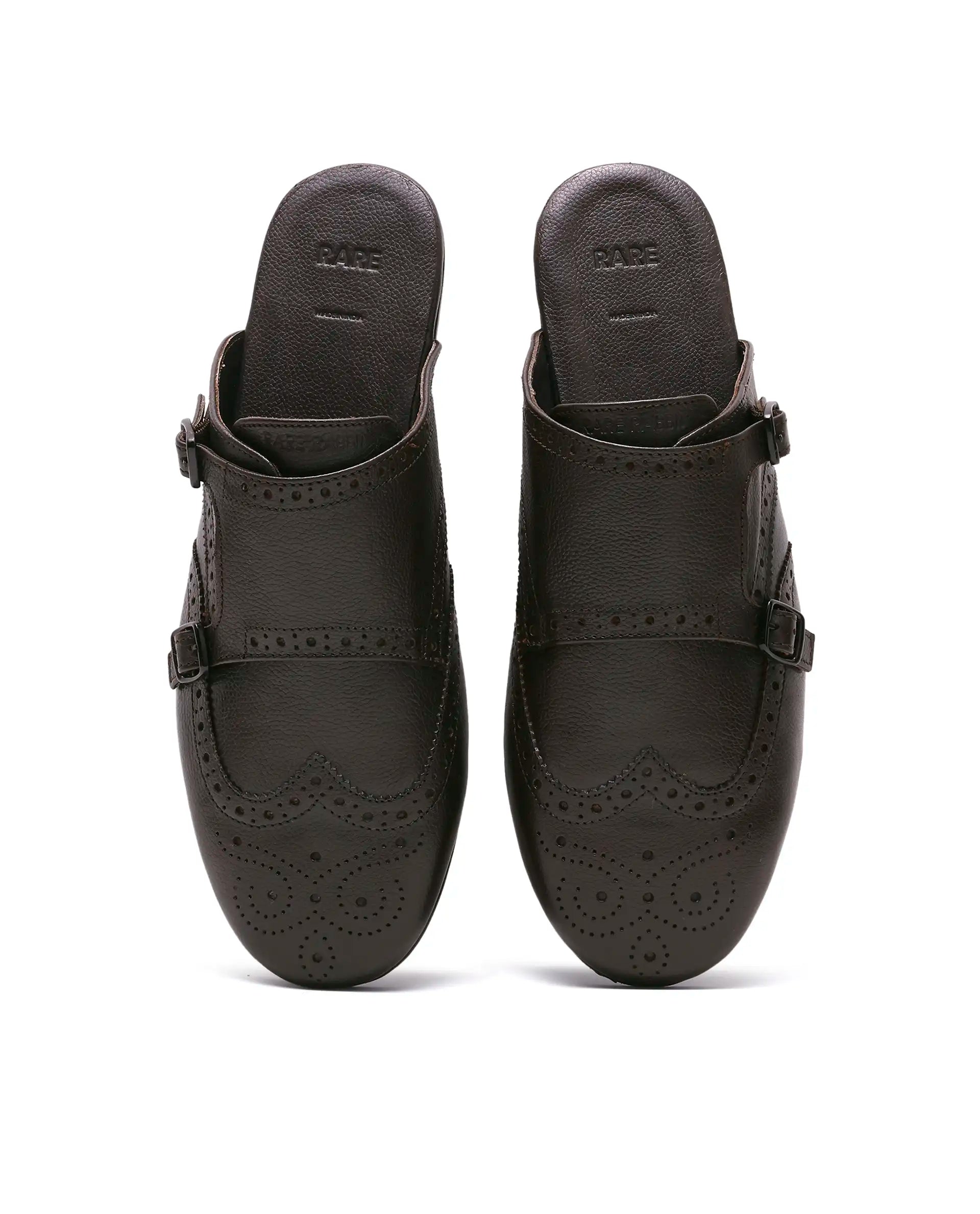 Rare Rabbit Men's Dmonk Dark Brown Leather Mule
