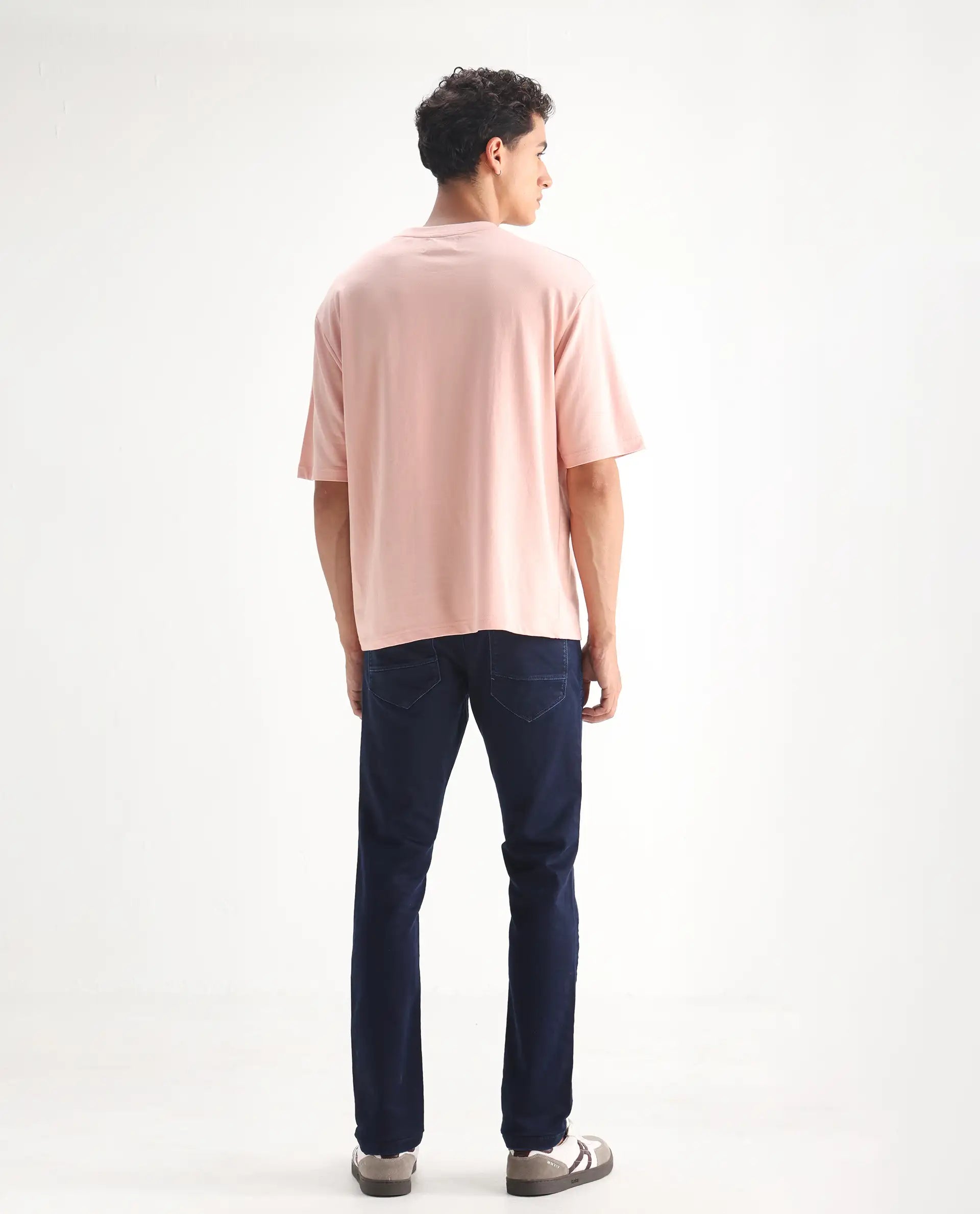 Rare Rabbit Men's Dobe Dark Blue Cotton Plain Hawk Slim Fit Jeans