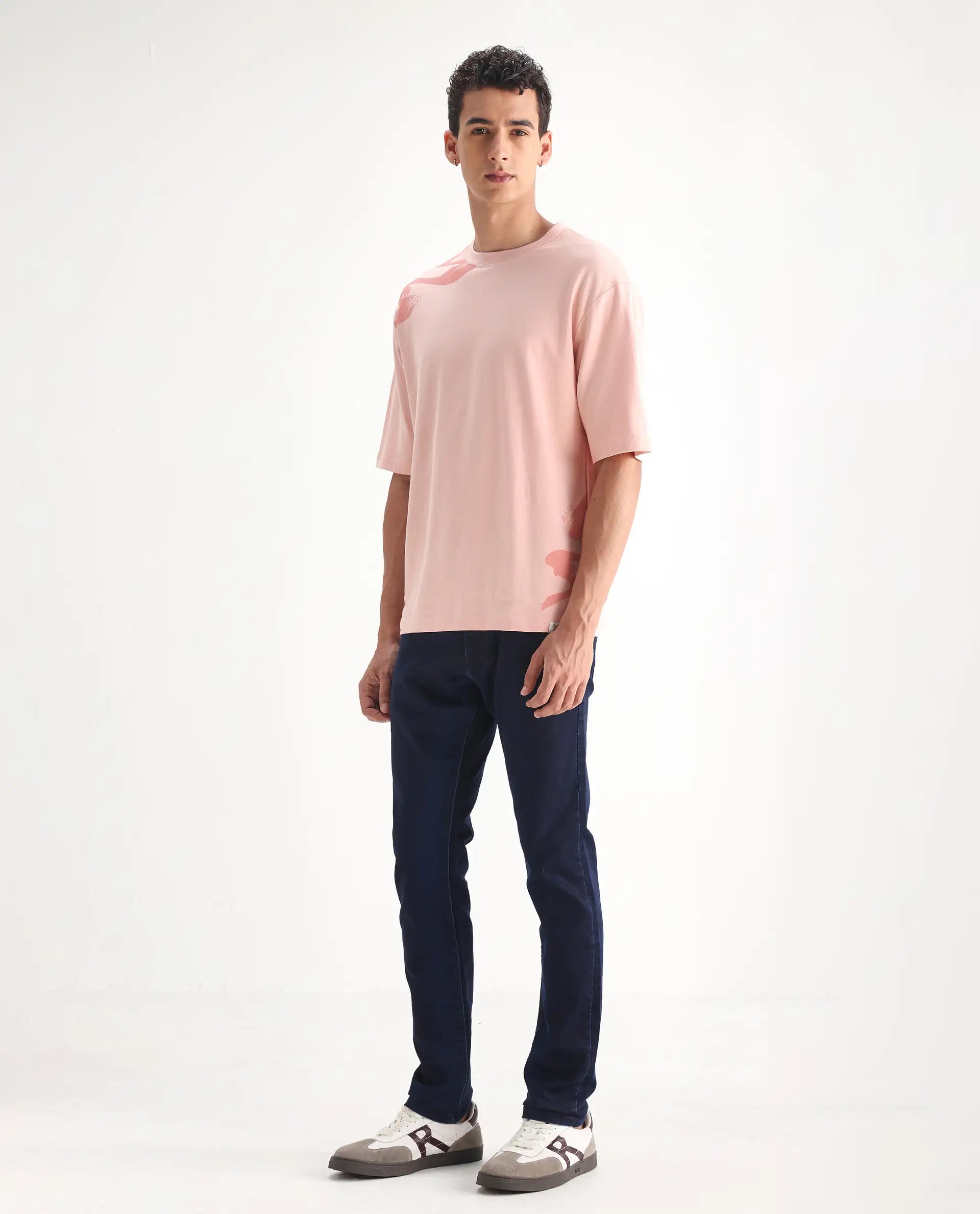 Rare Rabbit Men's Dobe Dark Blue Cotton Plain Hawk Slim Fit Jeans