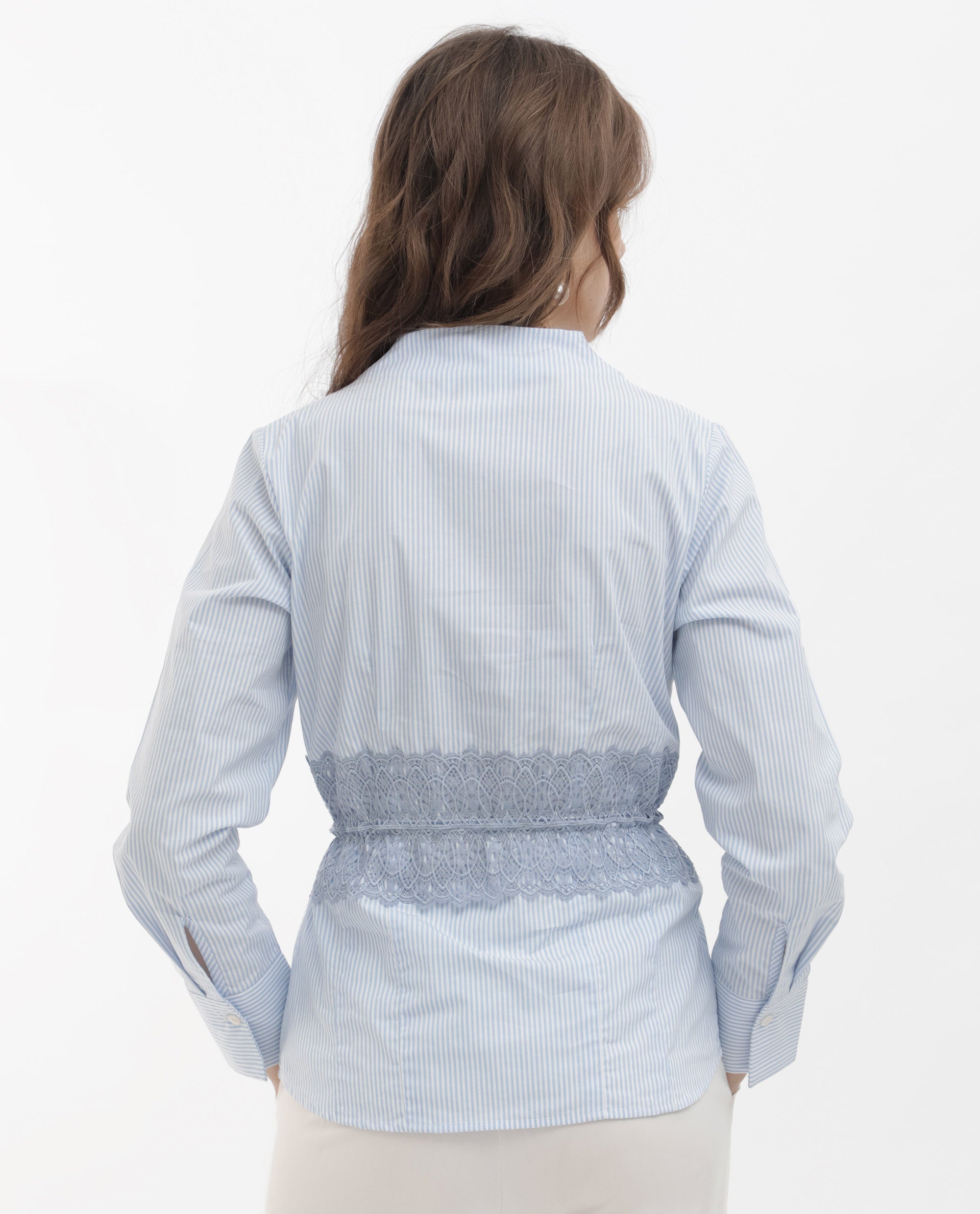 Rareism Women Doose Blue Cotton Fabric Full Sleeves Button Closure Collared Neck Cuffed Sleeve Regular Fit Plain Top