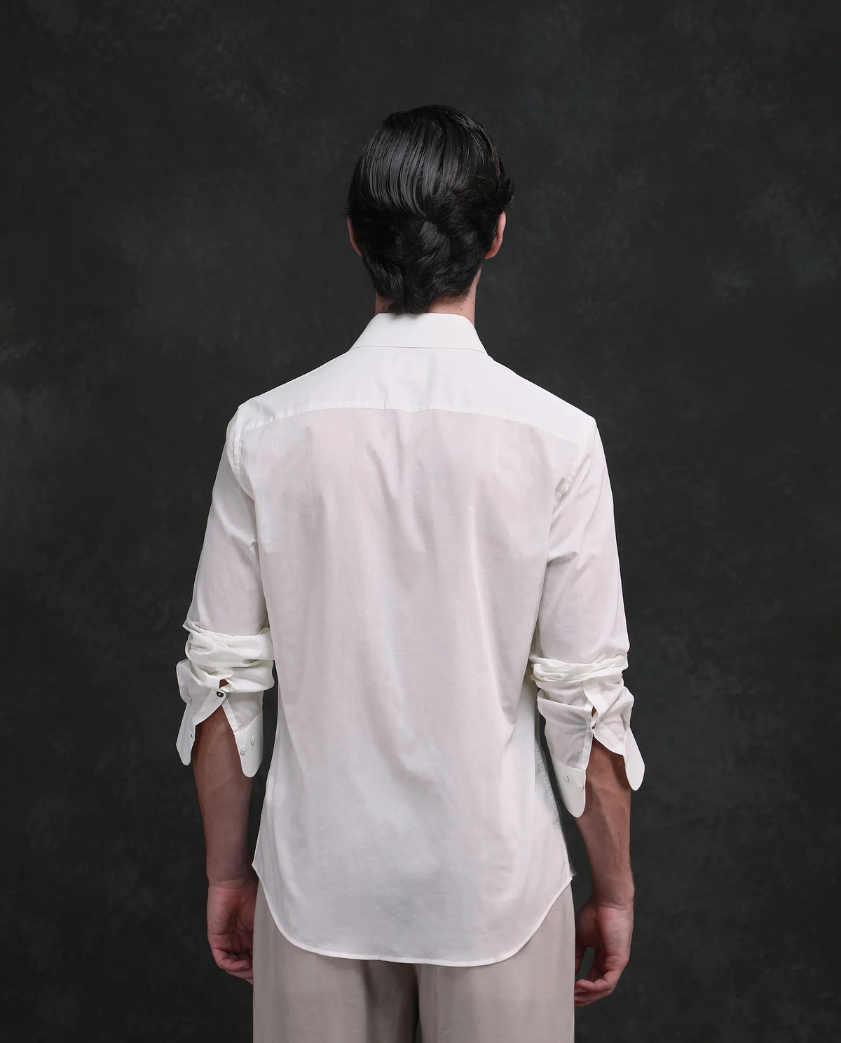 Rare Rabbit Men's Dori White Cotton Fabric Full Sleeves Collared Neck Button Closure Embroidered Shirt
