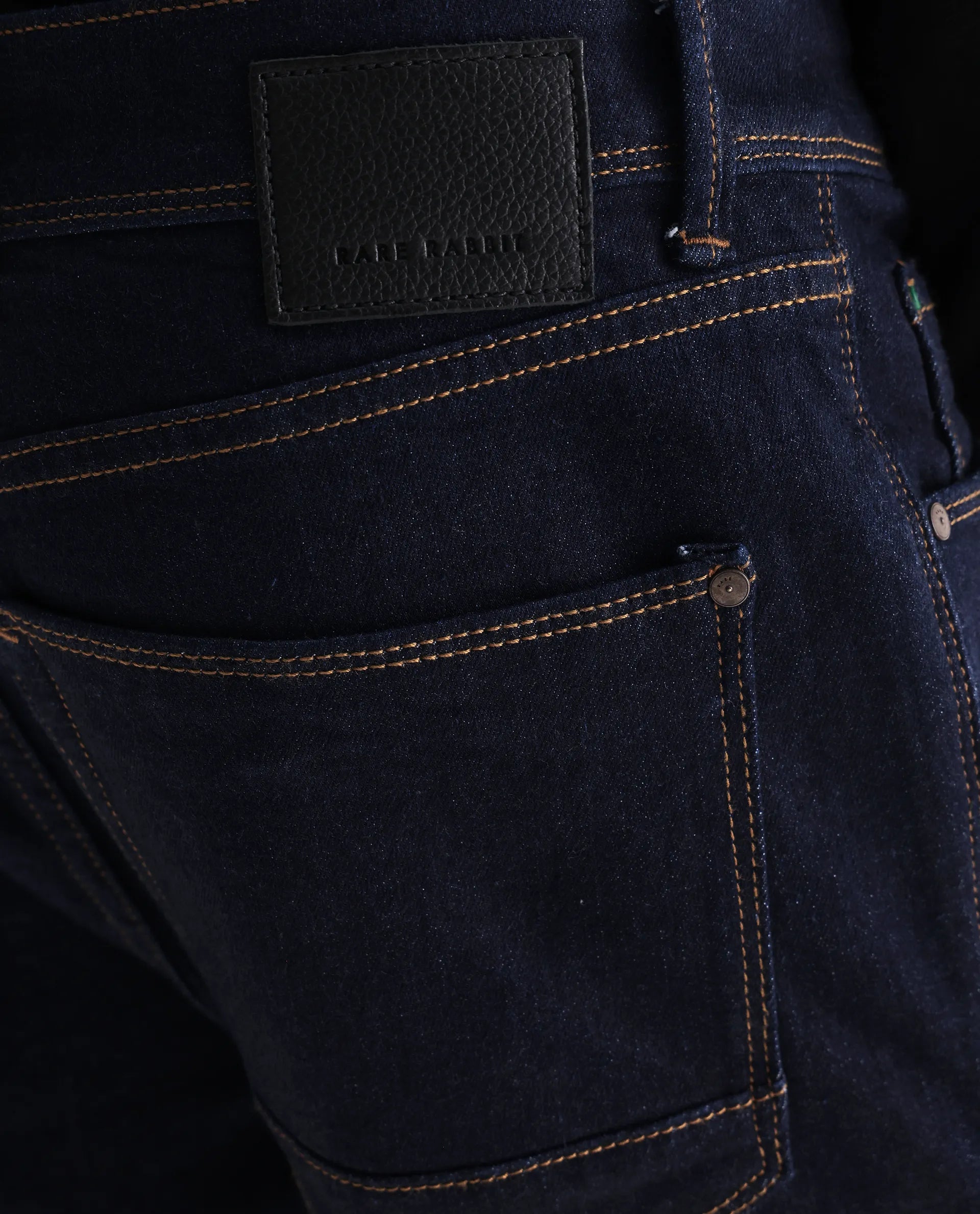 Rare Rabbit Men's Doros Navy Cotton Blend Plain Morris Regular Fit Jeans