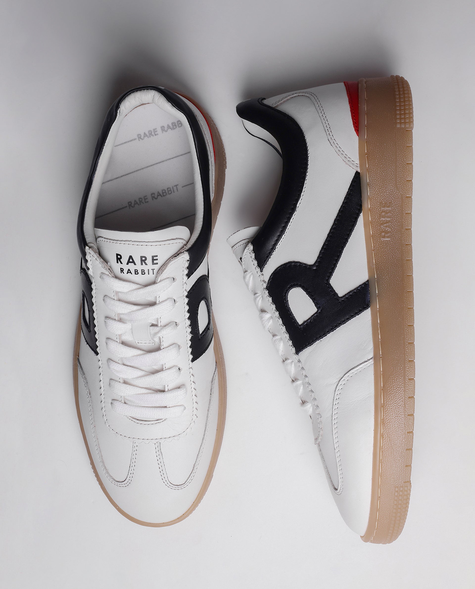 Rare Rabbit Men's Dorset Pro White Genuine Leather Shoes Low-Top Lace-Up Dual Tone Sneaker Shoes