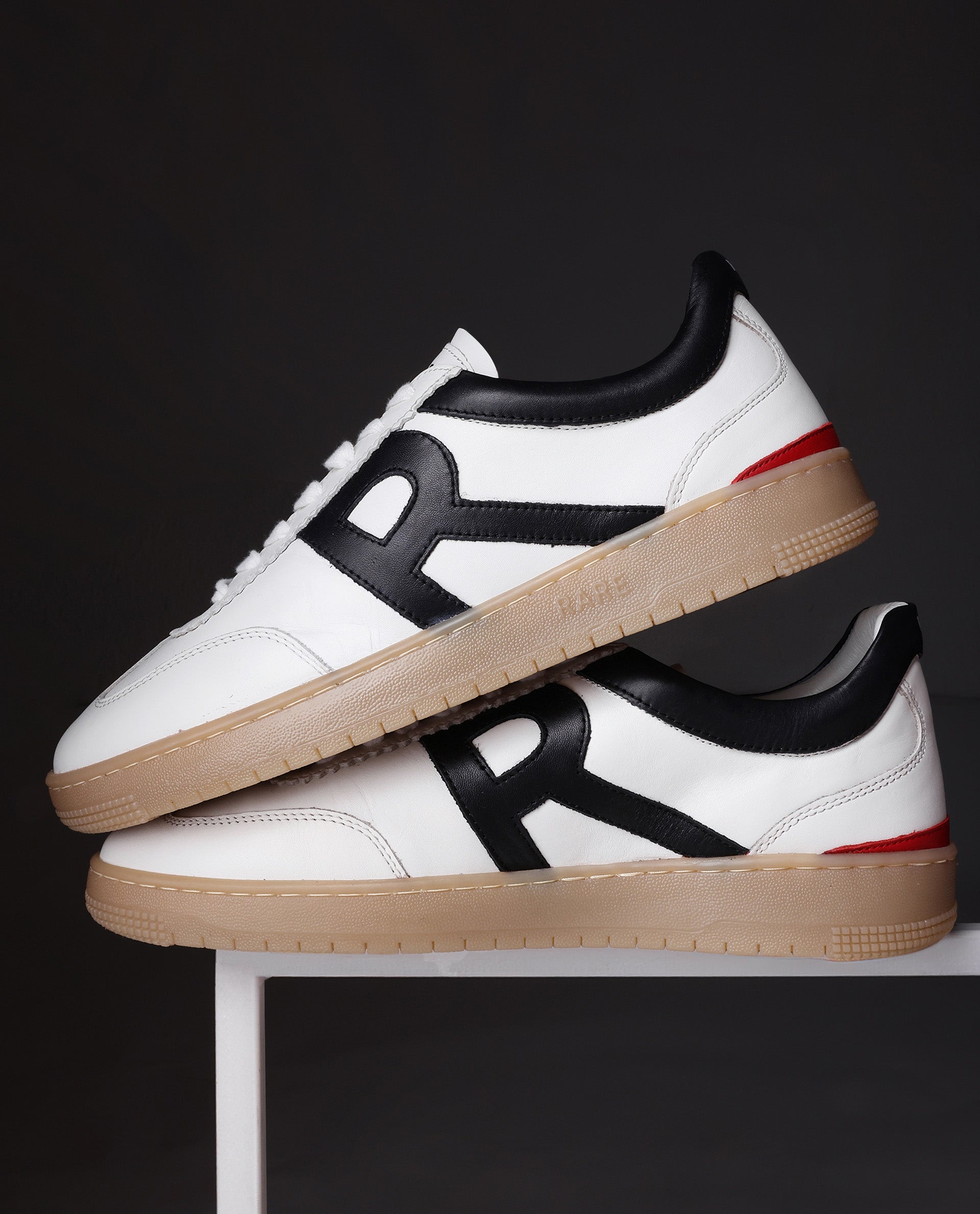 Rare Rabbit Men's Dorset Pro White Genuine Leather Shoes Low-Top Lace-Up Dual Tone Sneaker Shoes