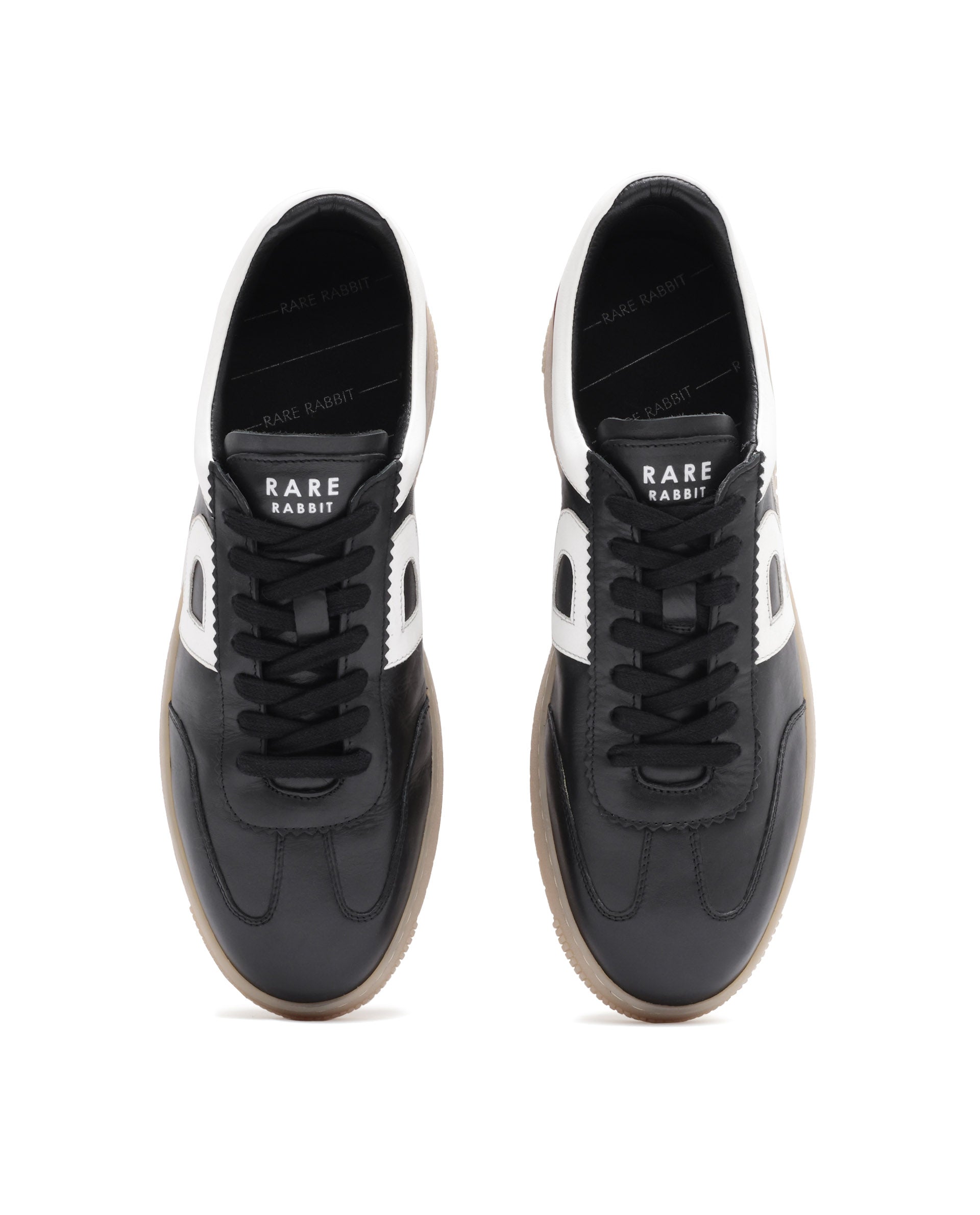 Rare Rabbit Men's Dorset Pro Black Genuine Leather Shoes Low-Top Lace-Up Dual Tone Sneaker Shoes