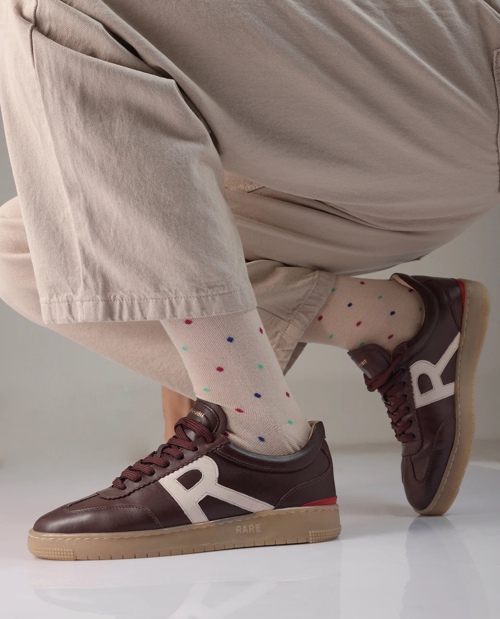 Rare Rabbit Men Dorset Pro Burgundy Genuine Leather Shoes Low-Top Lace-Up Dual Tone Sneaker Shoes