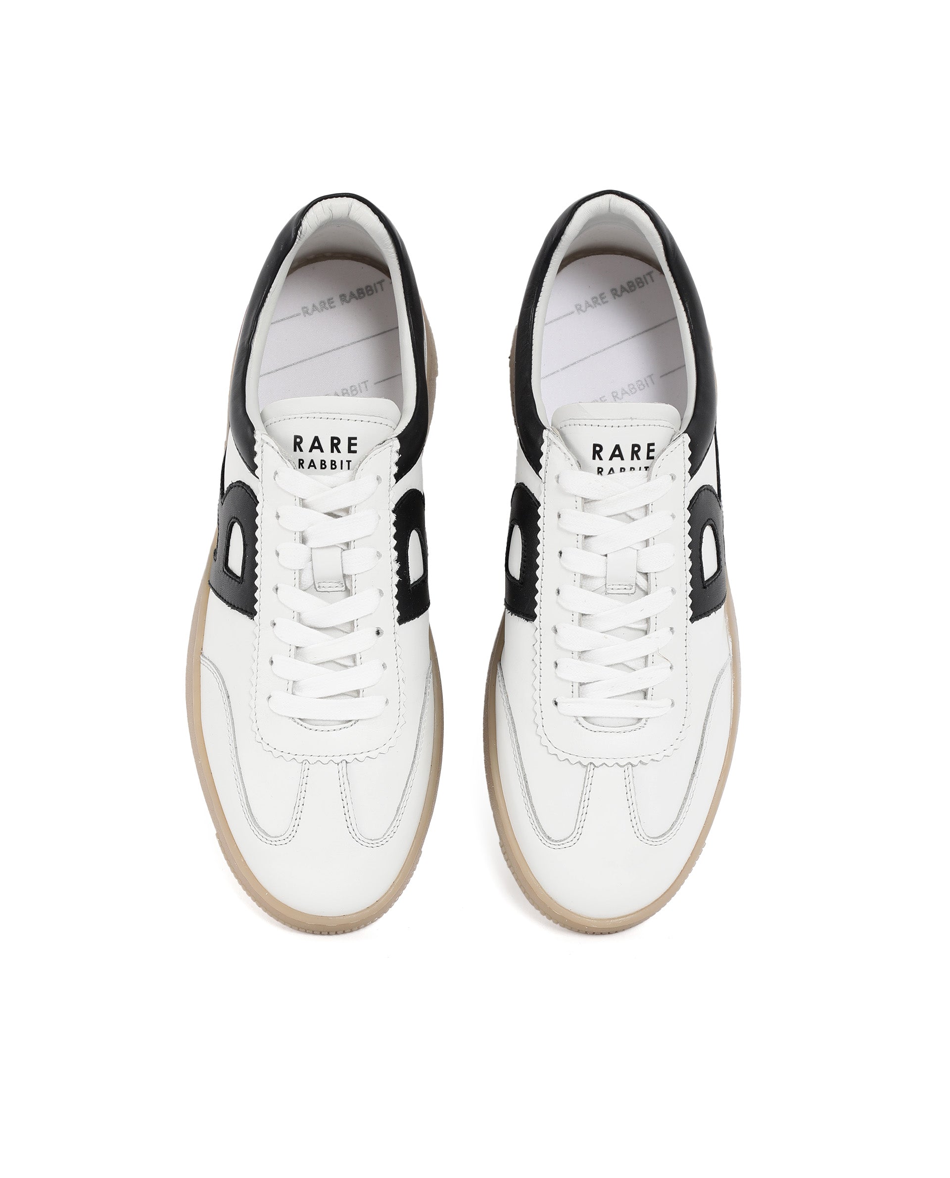 Rare Rabbit Men's Dorset Pro White Genuine Leather Shoes Low-Top Lace-Up Dual Tone Sneaker Shoes